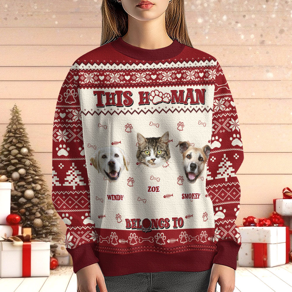 This Human Belongs To - Personalized Ugly Sweater