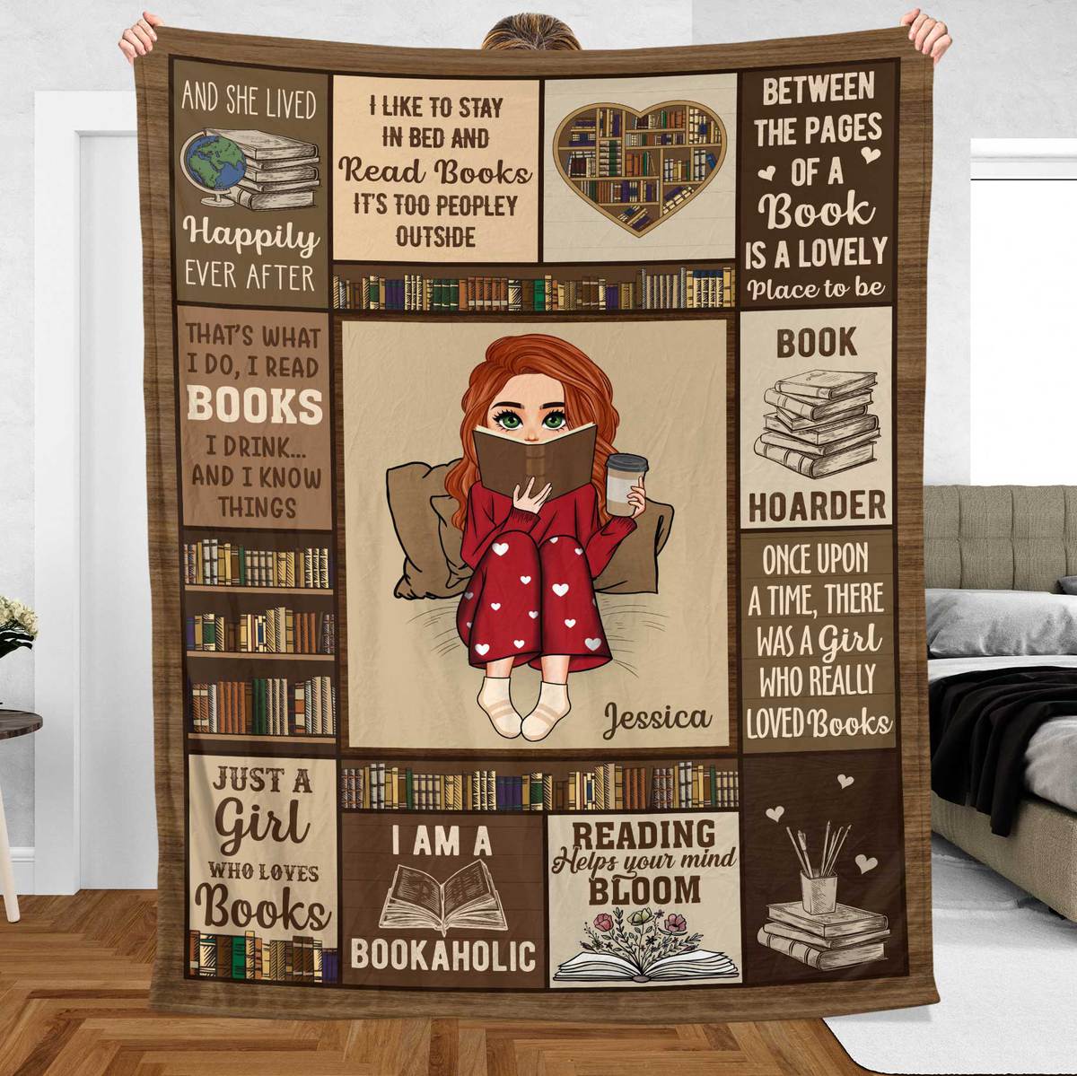 I Am A Bookaholic (Chibi) - Personalized Blanket - Thoughtful Gift For Birthday, Christmas - Giftago