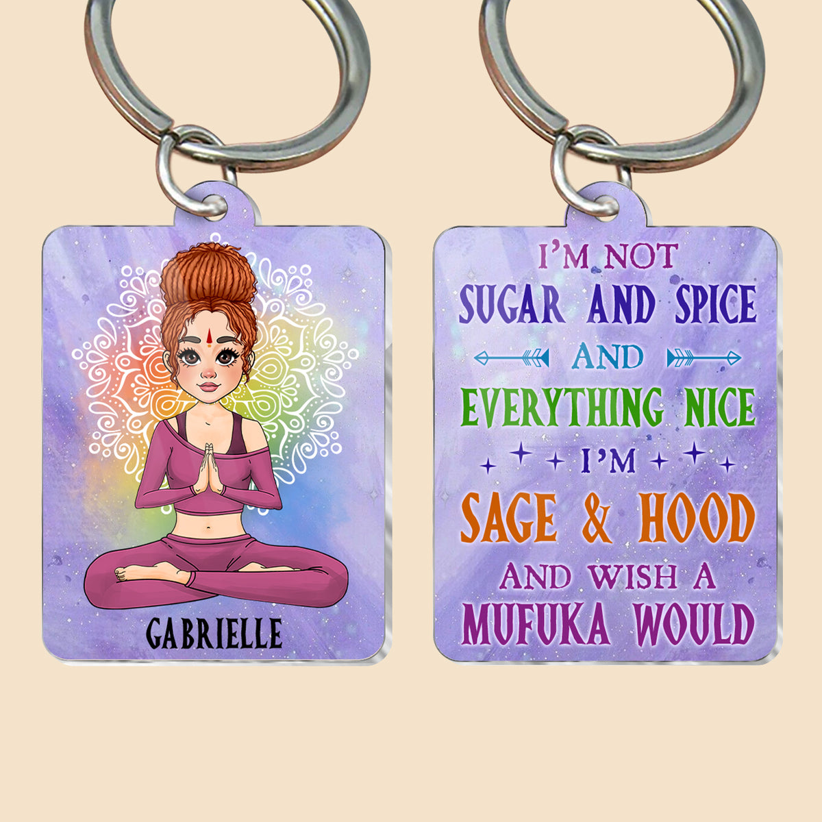 I'm Not Sugar & Spice - Personalized Acrylic Keychain - Best Gift For Yoga Lovers - Giftago