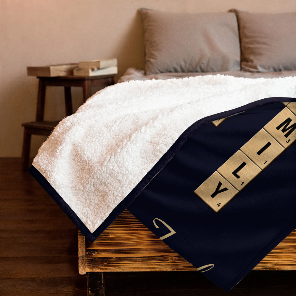 Family Crossword Puzzle Art Created In A Moment Blanket - Personalized Blanket