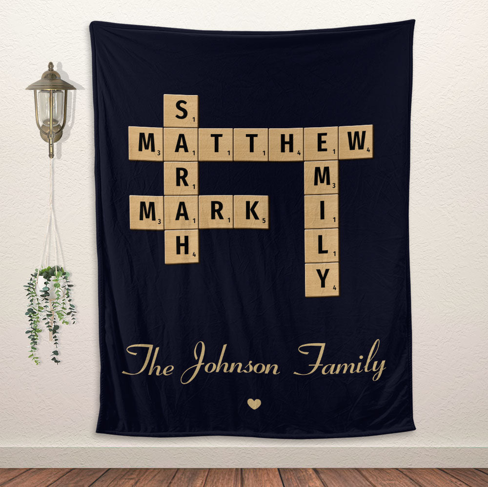 Family Crossword Puzzle Art Created In A Moment Blanket - Personalized Blanket