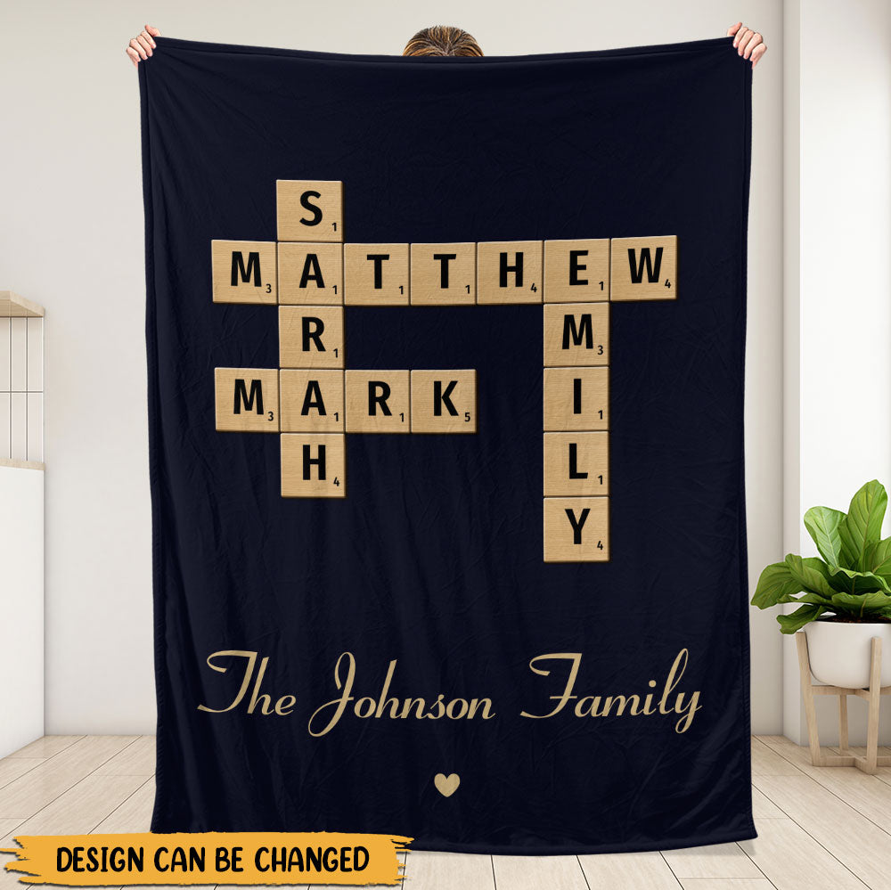 Family Crossword Puzzle Art Created In A Moment Blanket - Personalized Blanket