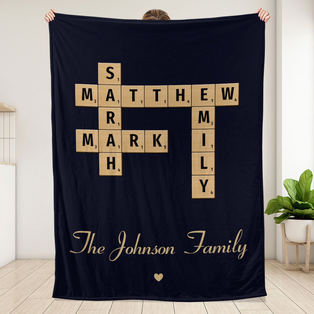 Family Crossword Puzzle Art Created In A Moment Blanket - Personalized Blanket