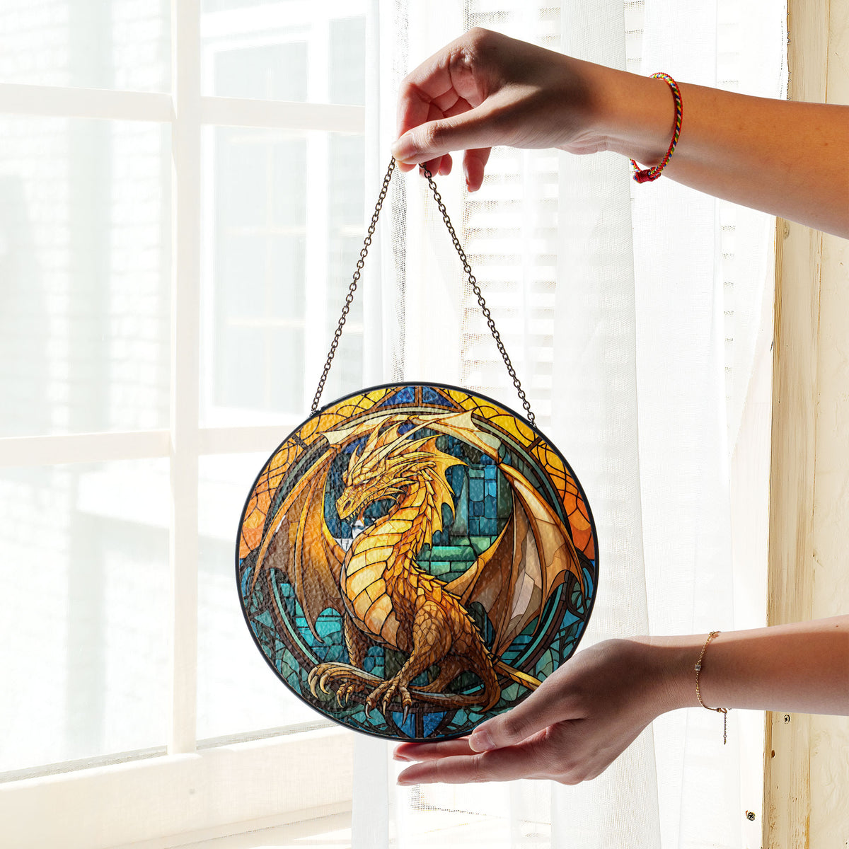 Glacier Fang Stained Glass Window Hanging Suncatcher