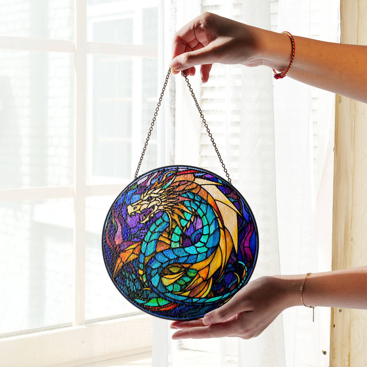 Drake of the Dawn Stained Glass Window Hanging Suncatcher