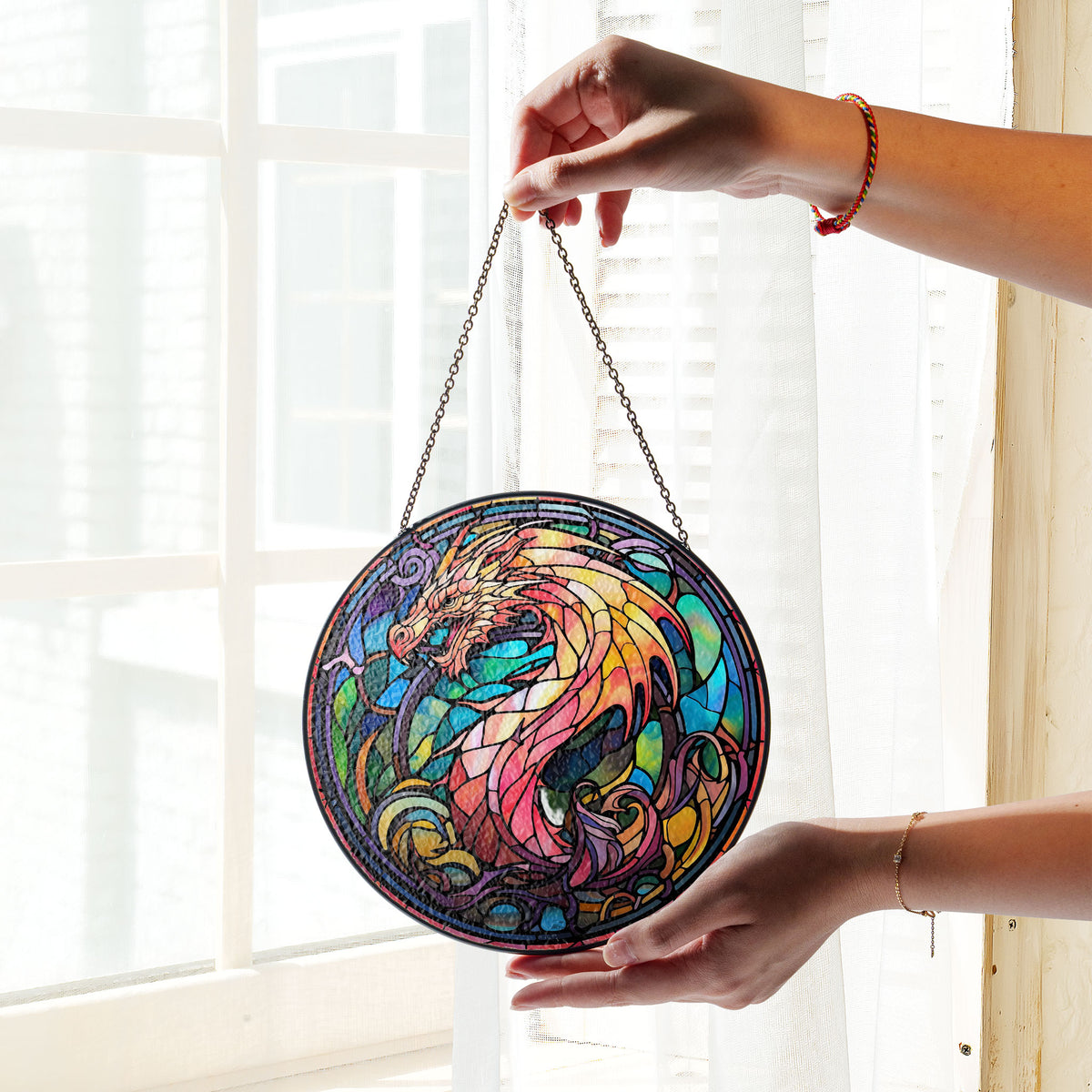 Verdant Skyseeker Stained Glass Window Hanging Suncatcher