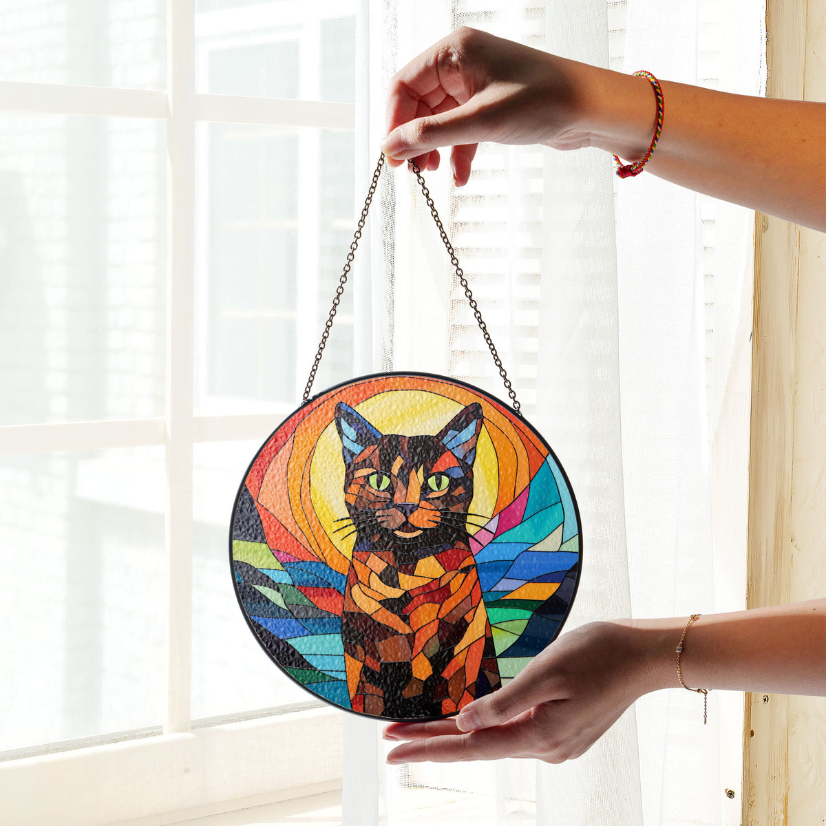 Midnight Observer Stained Glass Window Hanging Suncatcher