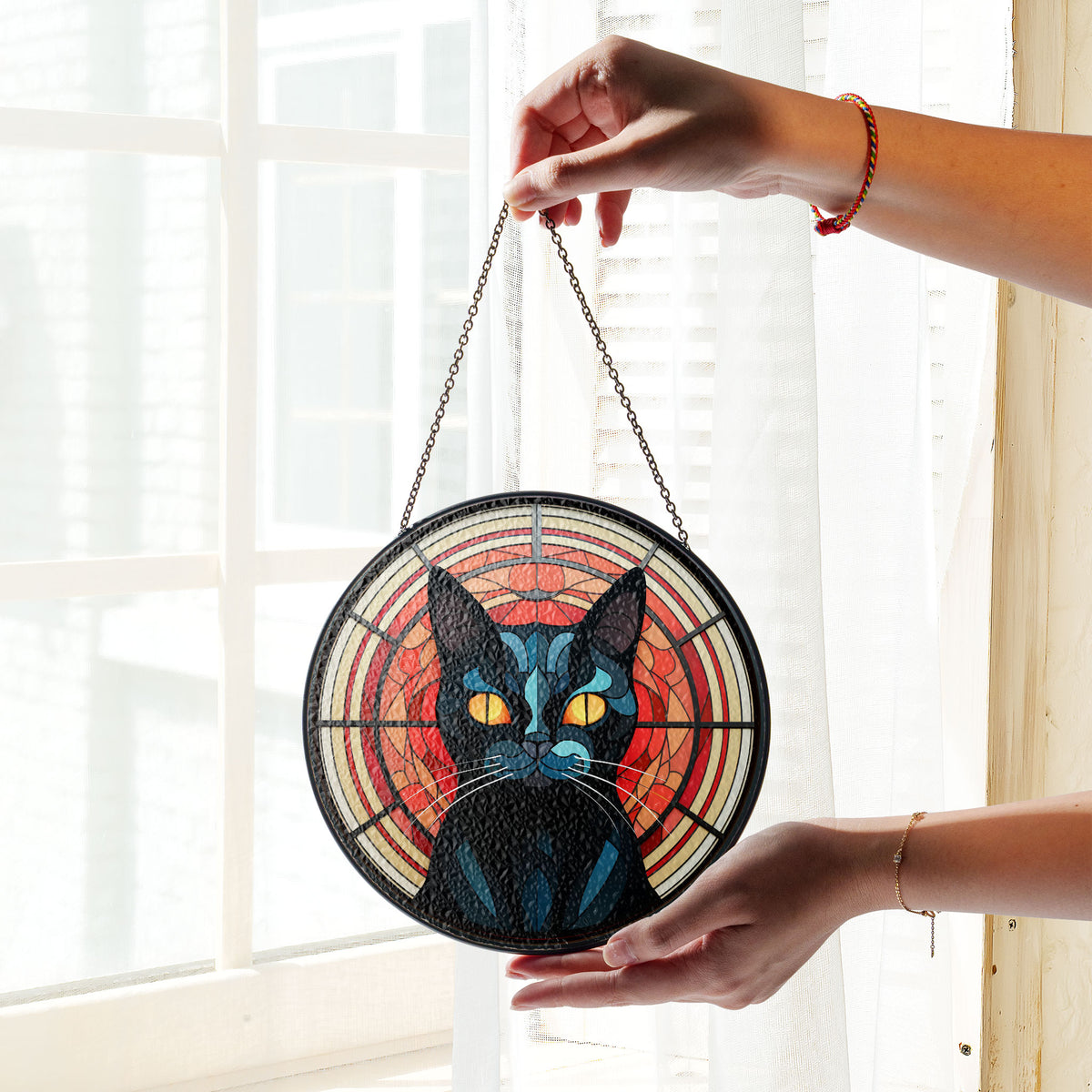 Twilight Hunter Stained Glass Window Hanging Suncatcher