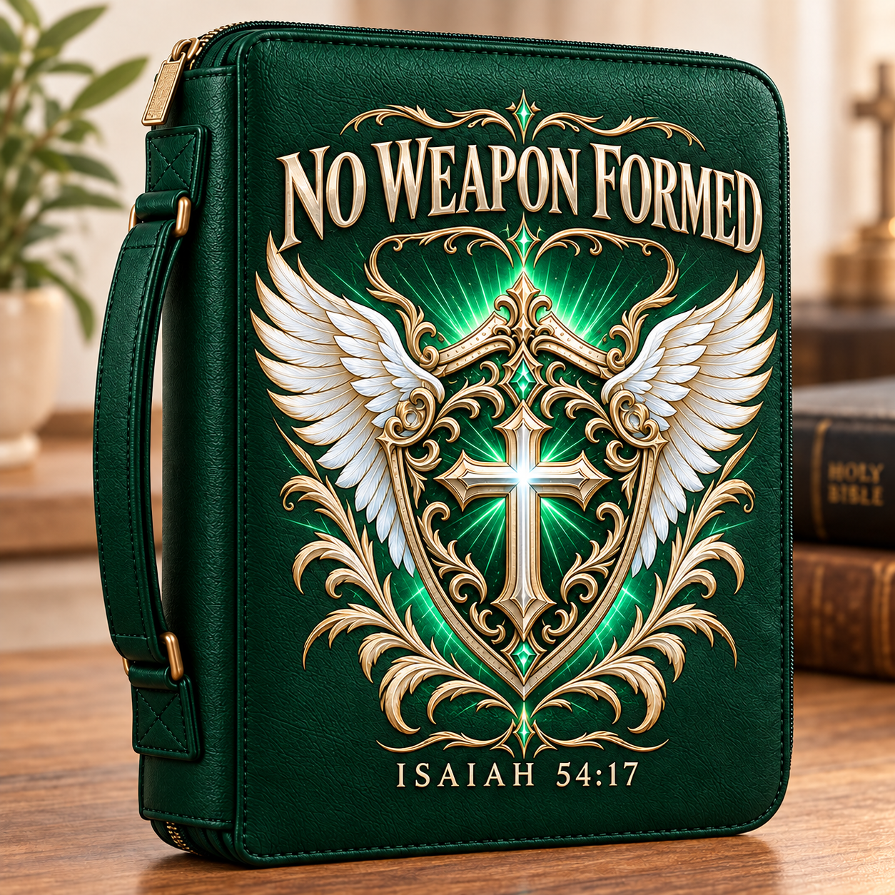 No Weapon Formed – Guardian Shield Emerald Green Bible Cover
