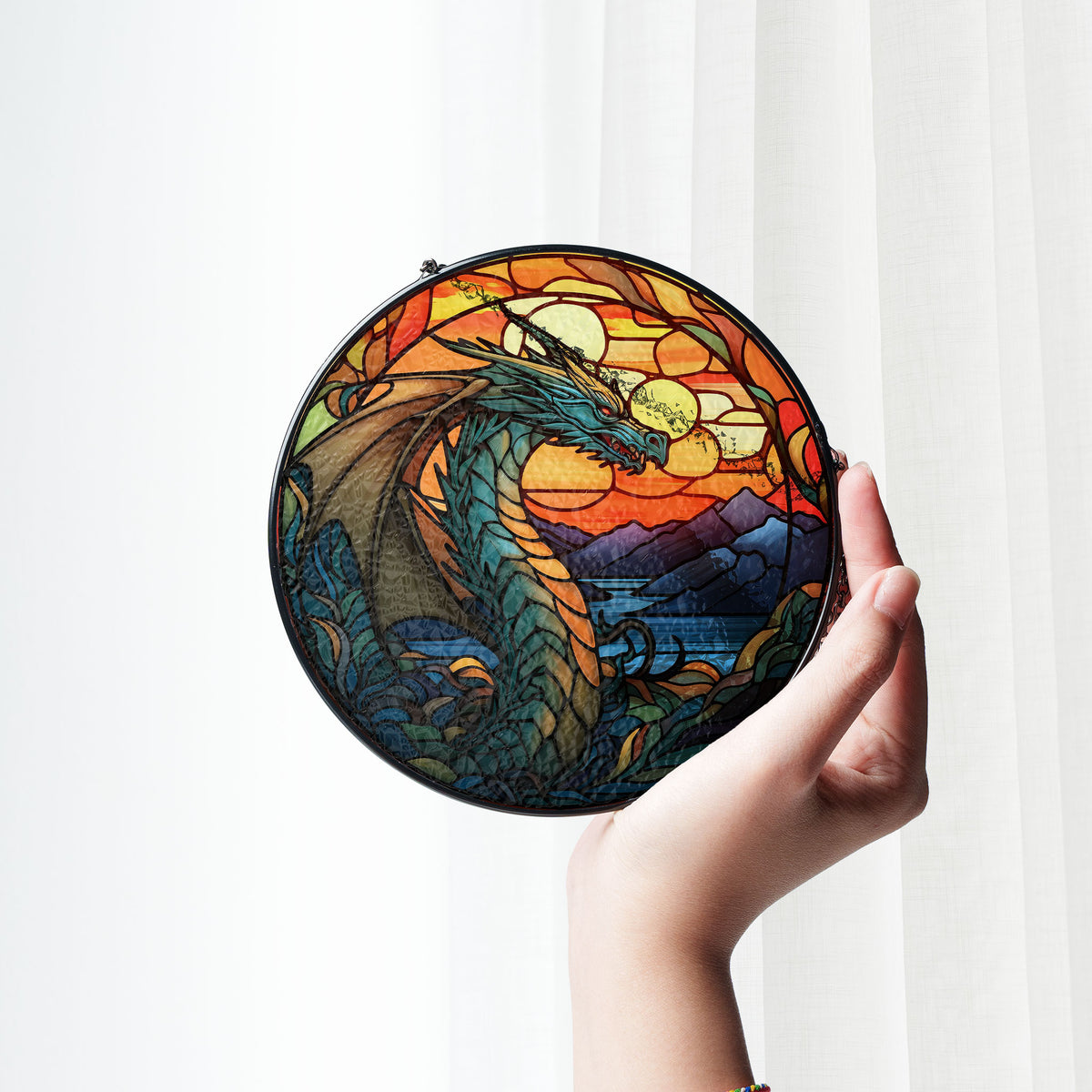 Nightshade Serpent Stained Glass Window Hanging Suncatcher