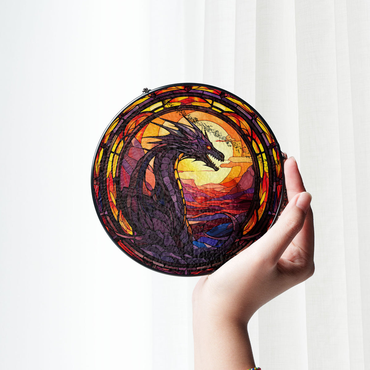 Radiant Sunfire Stained Glass Window Hanging Suncatcher