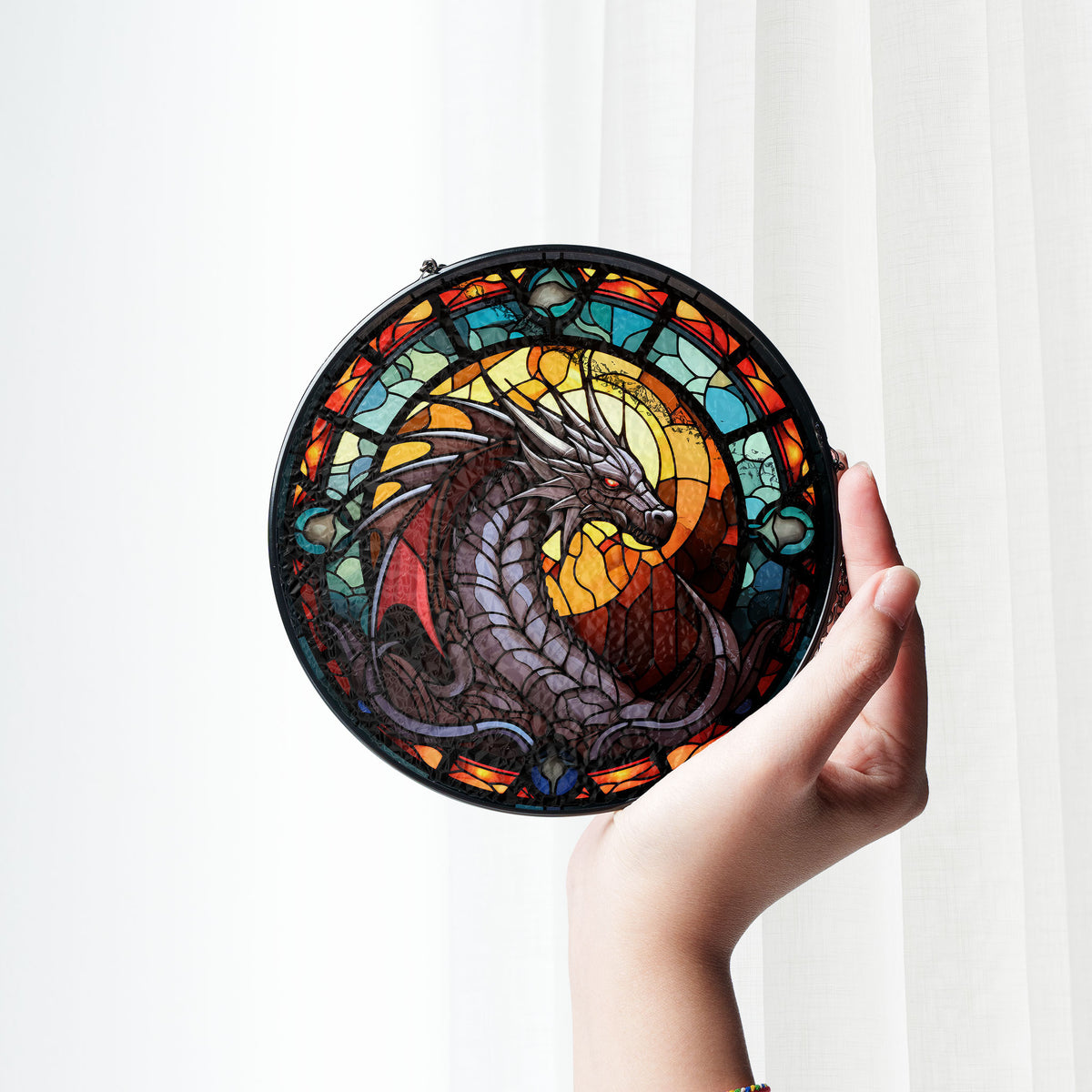 Aether Warden Stained Glass Window Hanging Suncatcher