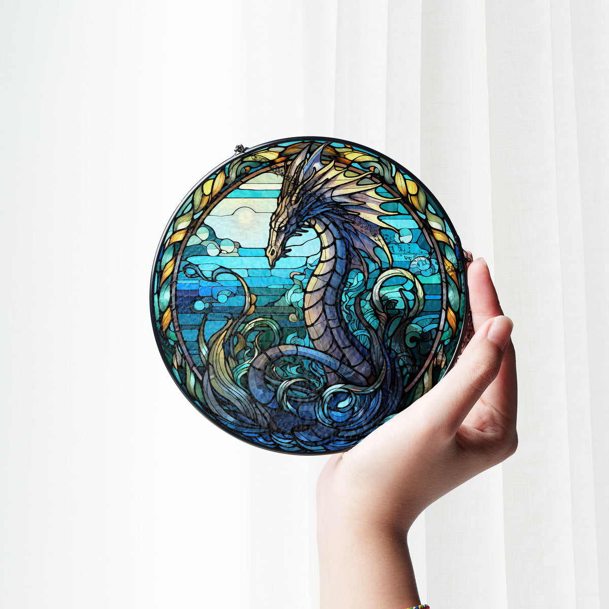 Fiery Sovereign Stained Glass Window Hanging Suncatcher