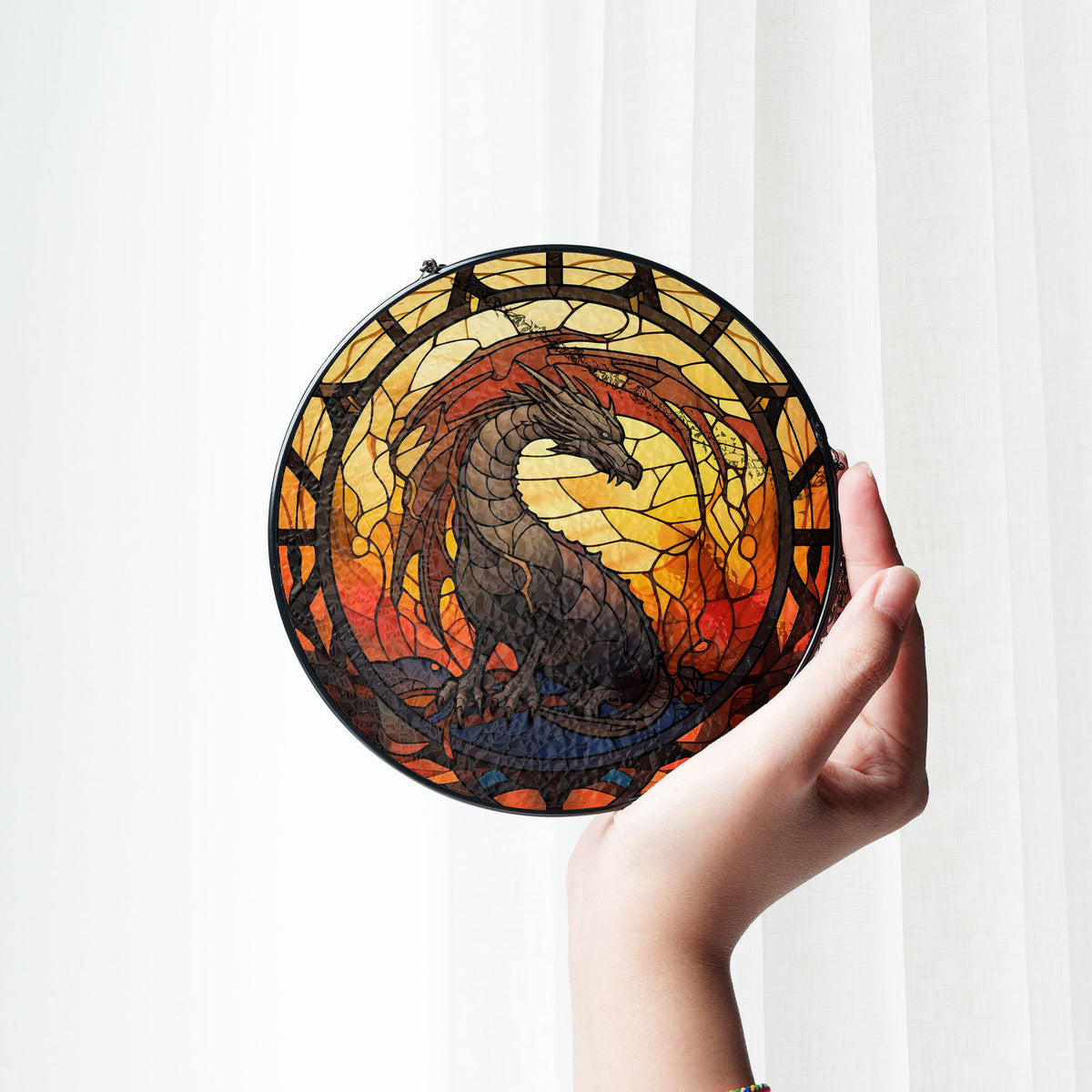 Crystal Emberlight Stained Glass Window Hanging Suncatcher