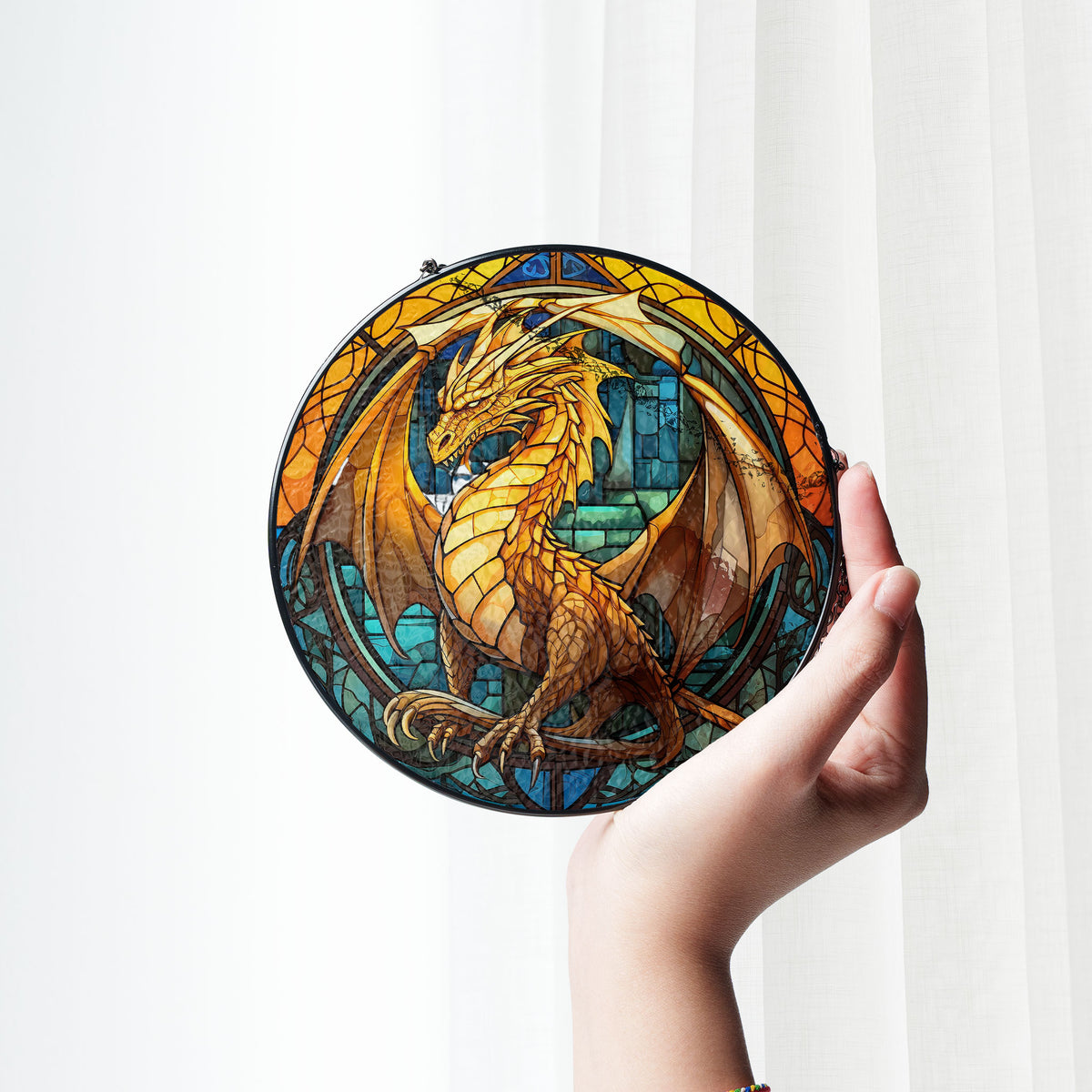 Glacier Fang Stained Glass Window Hanging Suncatcher