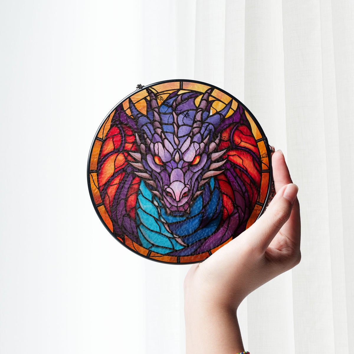 Bronze Flamewing Stained Glass Window Hanging Suncatcher