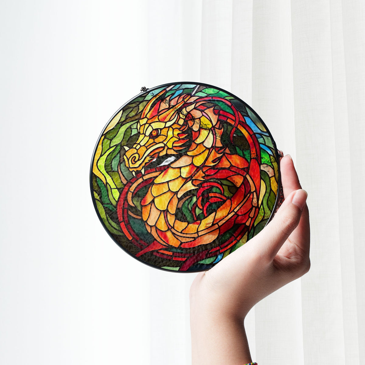 Solarflare Serpent Stained Glass Window Hanging Suncatcher