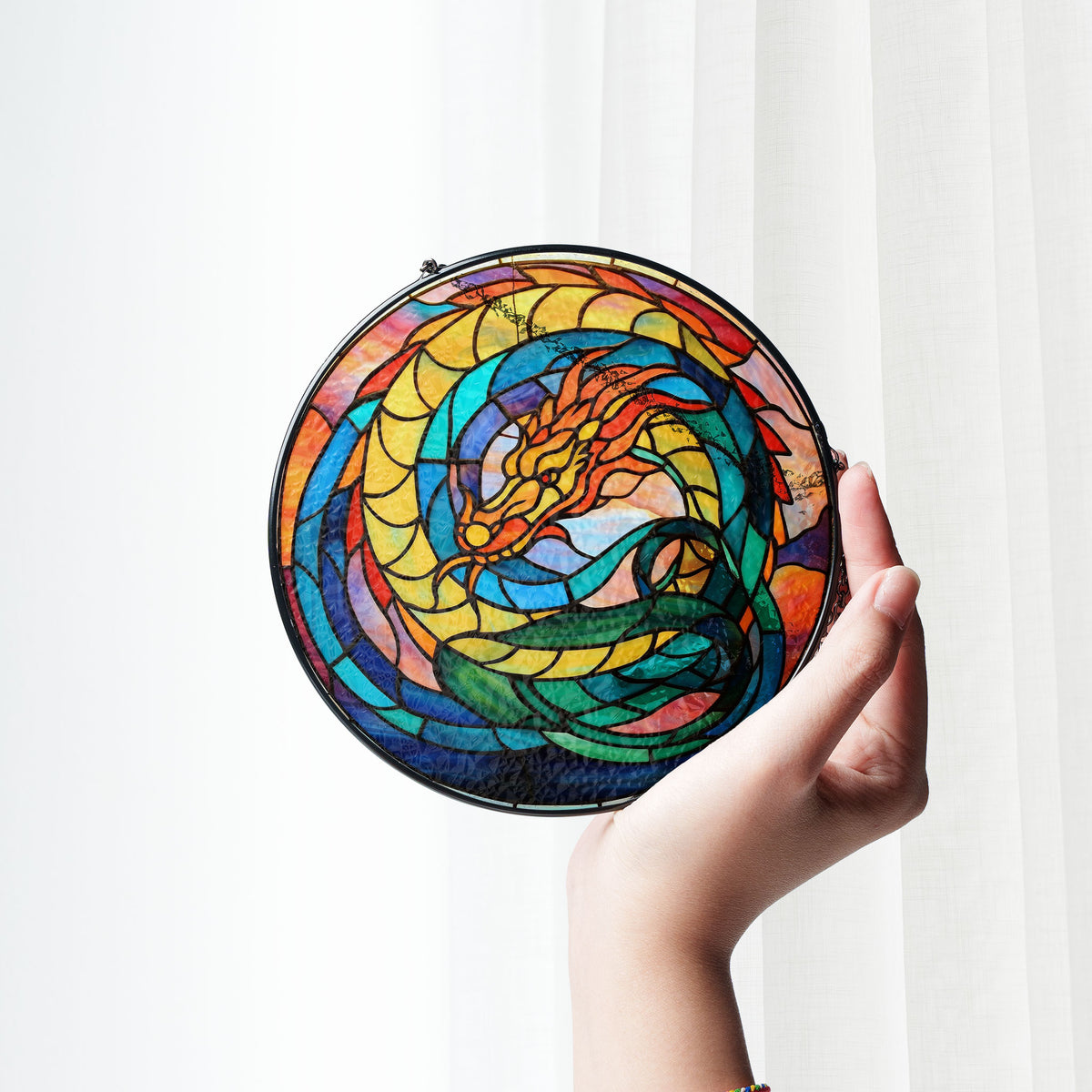 Eclipse Scales Stained Glass Window Hanging Suncatcher