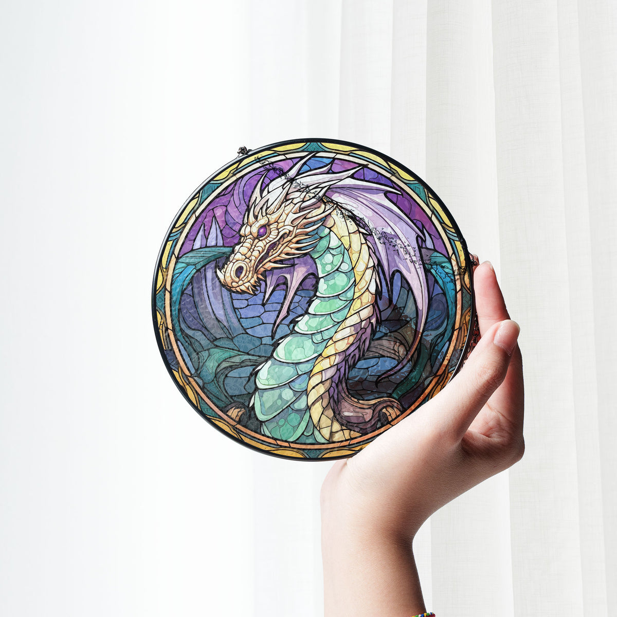 Opal Flamebinder Stained Glass Window Hanging Suncatcher