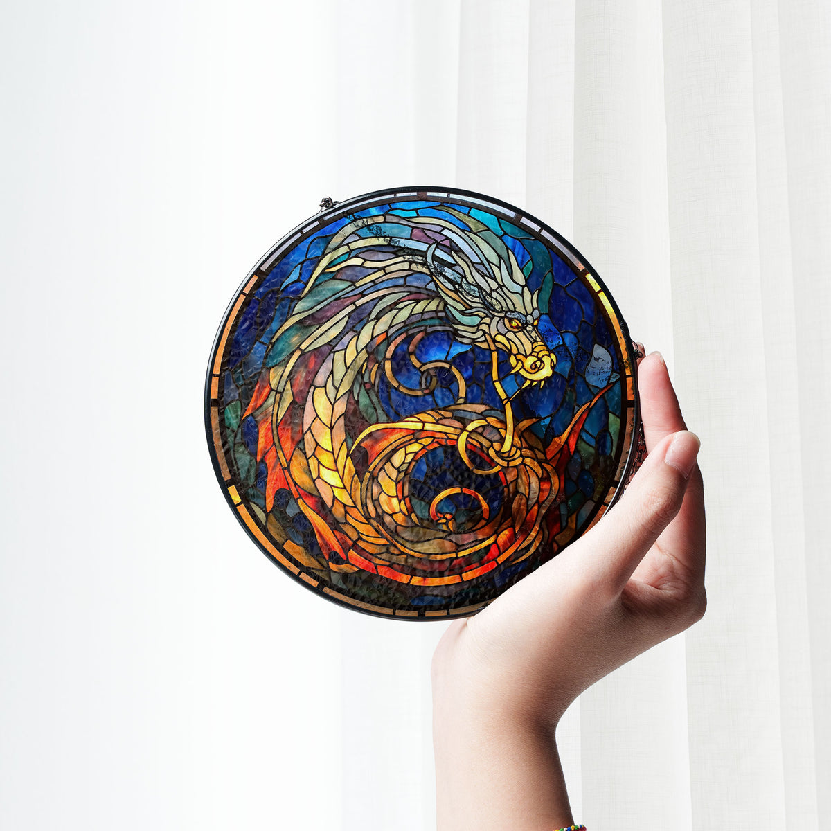 Gilded Nightwings Stained Glass Window Hanging Suncatcher