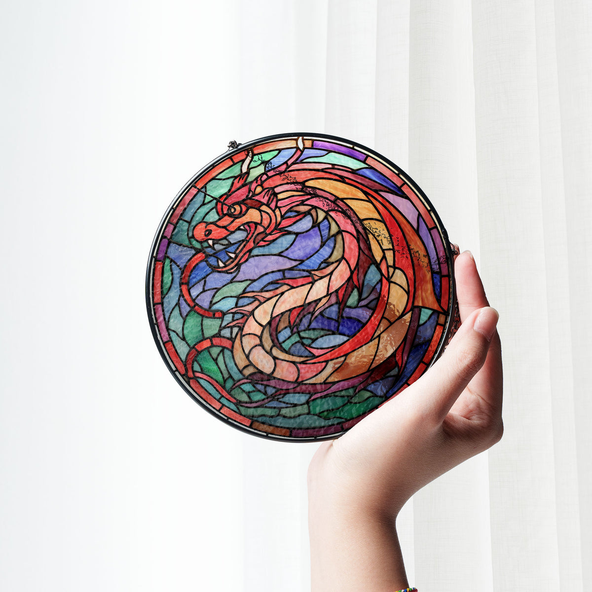 Ruby Blaze Stained Glass Window Hanging Suncatcher