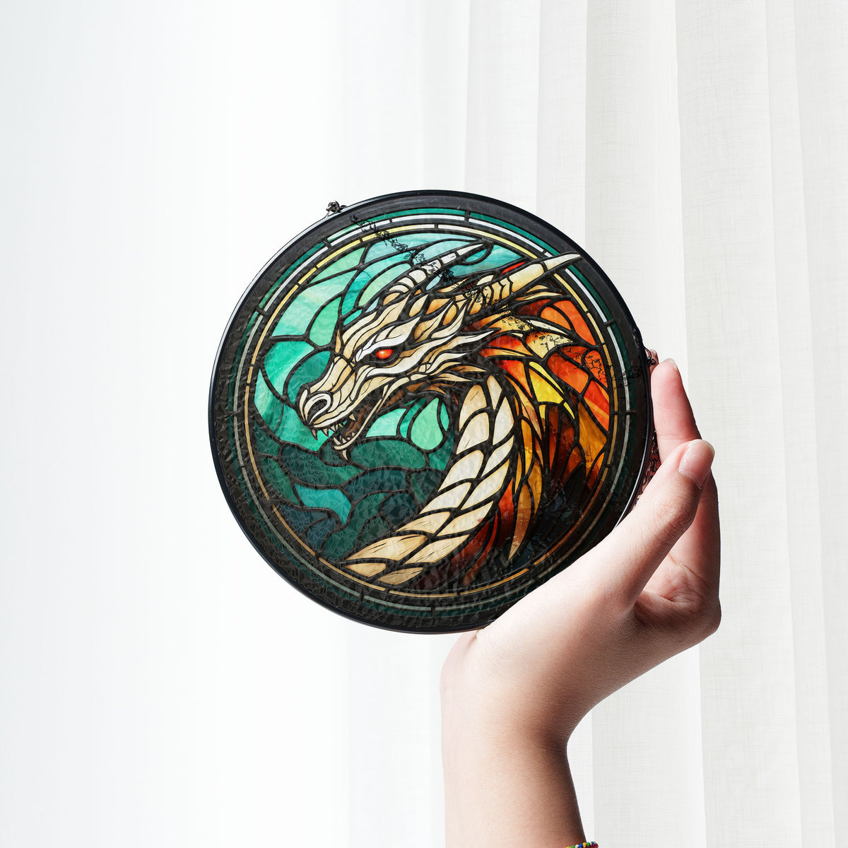 Celestial Wyrm Stained Glass Window Hanging Suncatcher