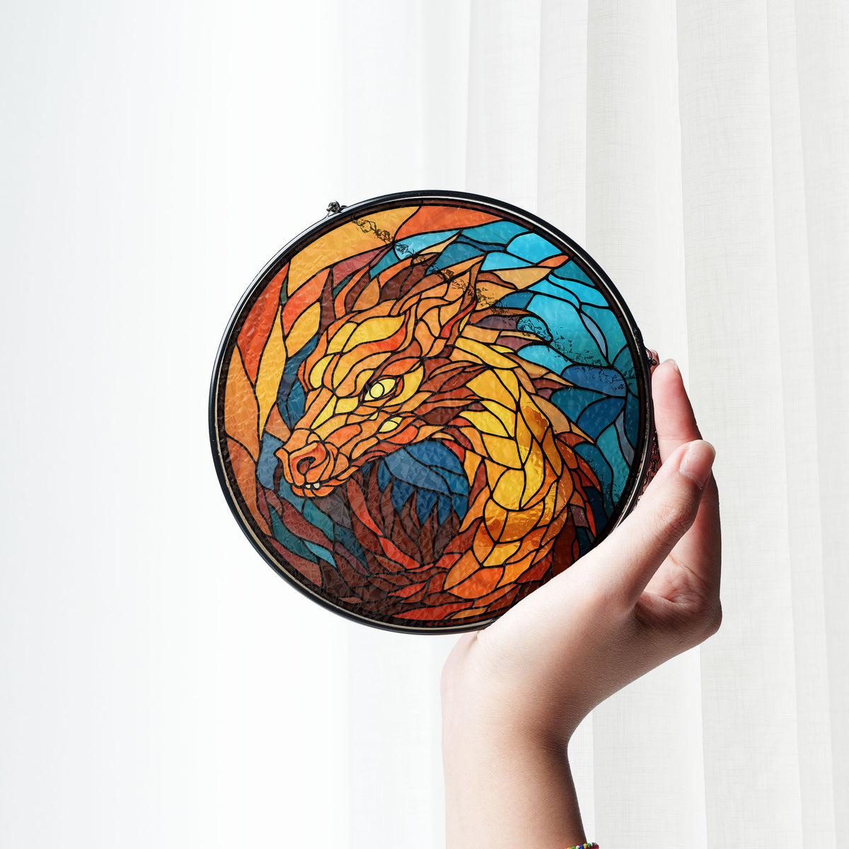 Sapphire Storm Stained Glass Window Hanging Suncatcher