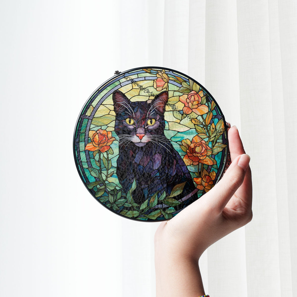 Twilight Whiskers Stained Glass Window Hanging Suncatcher