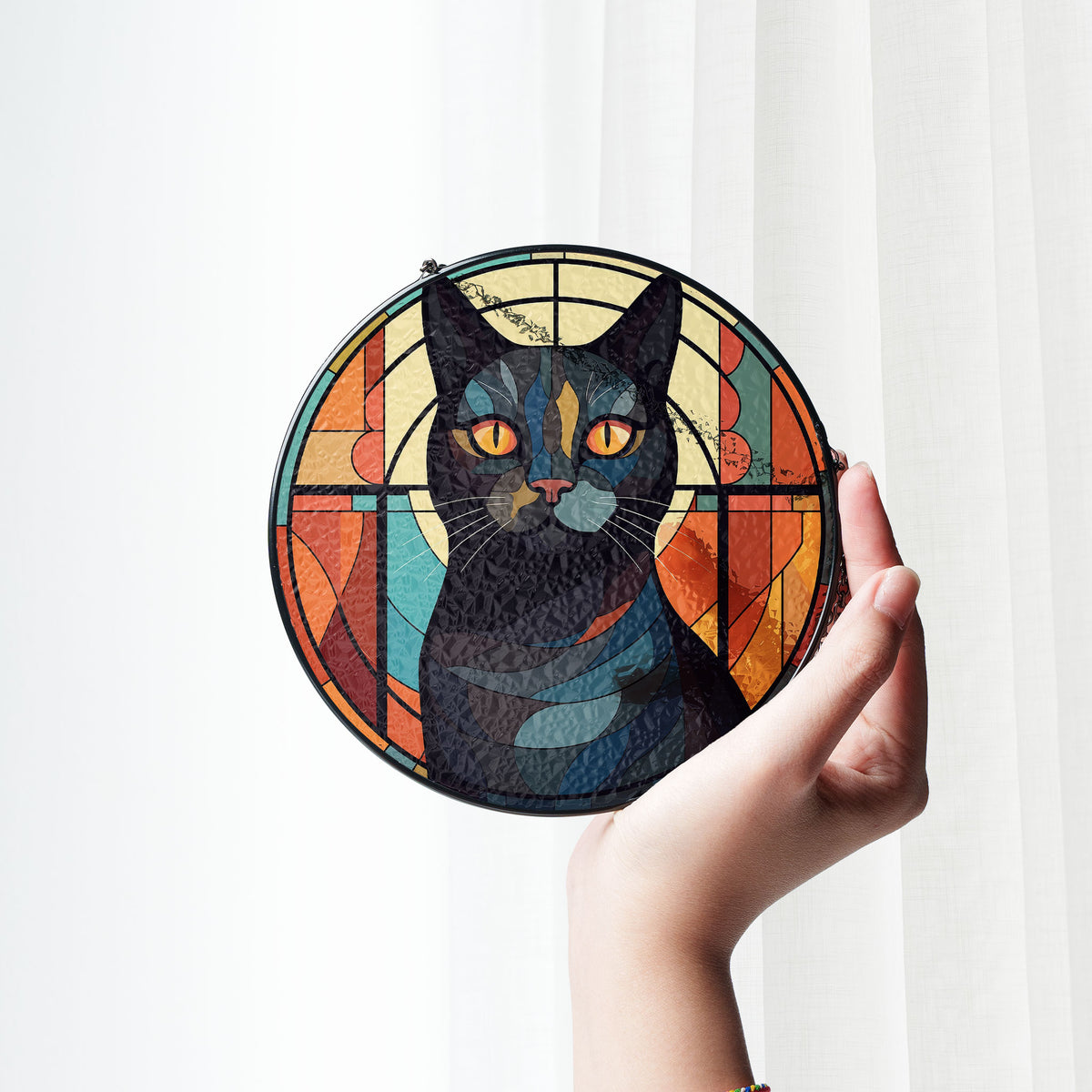 Moonlit Gaze Stained Glass Window Hanging Suncatcher