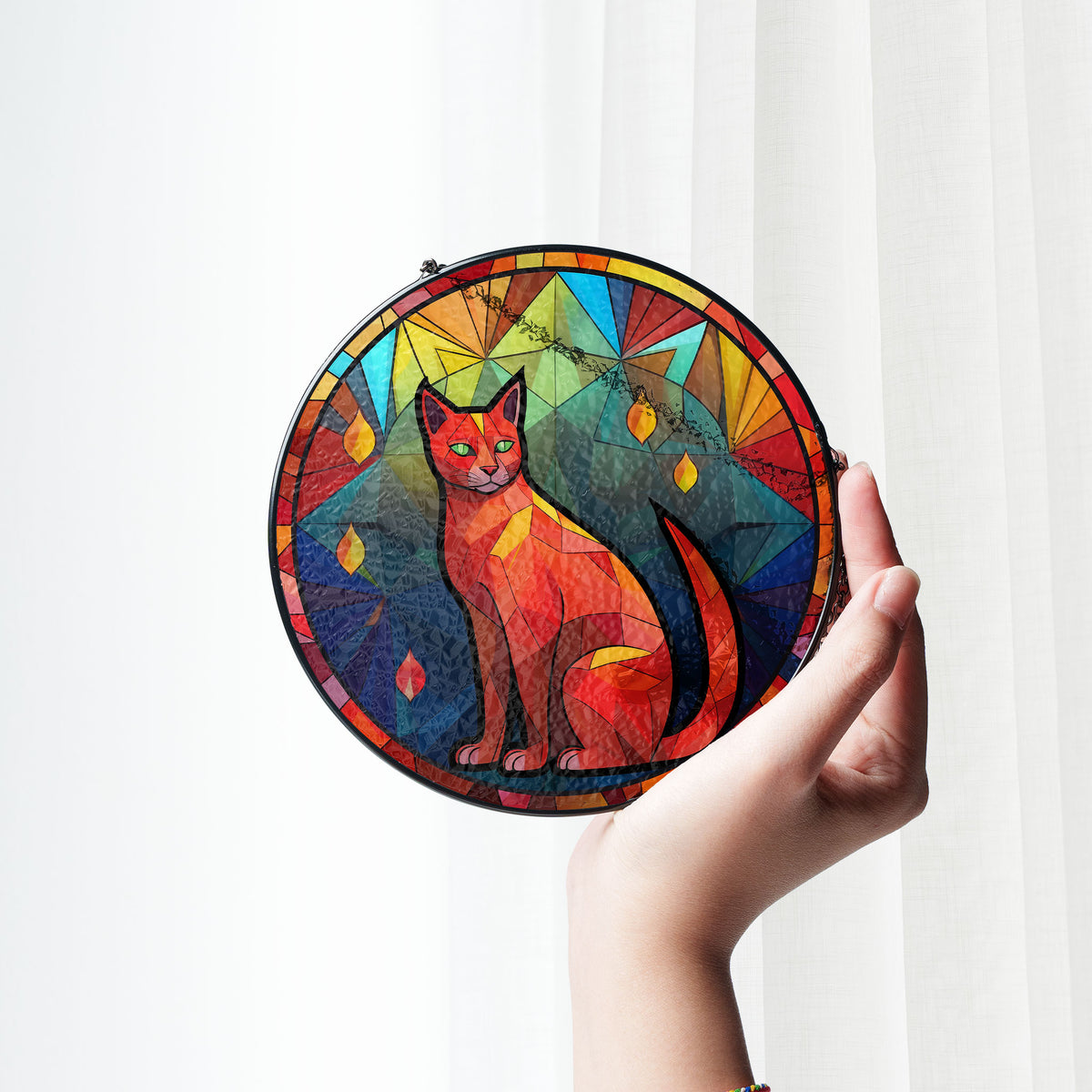 Crimson Prowler Stained Glass Window Hanging Suncatcher