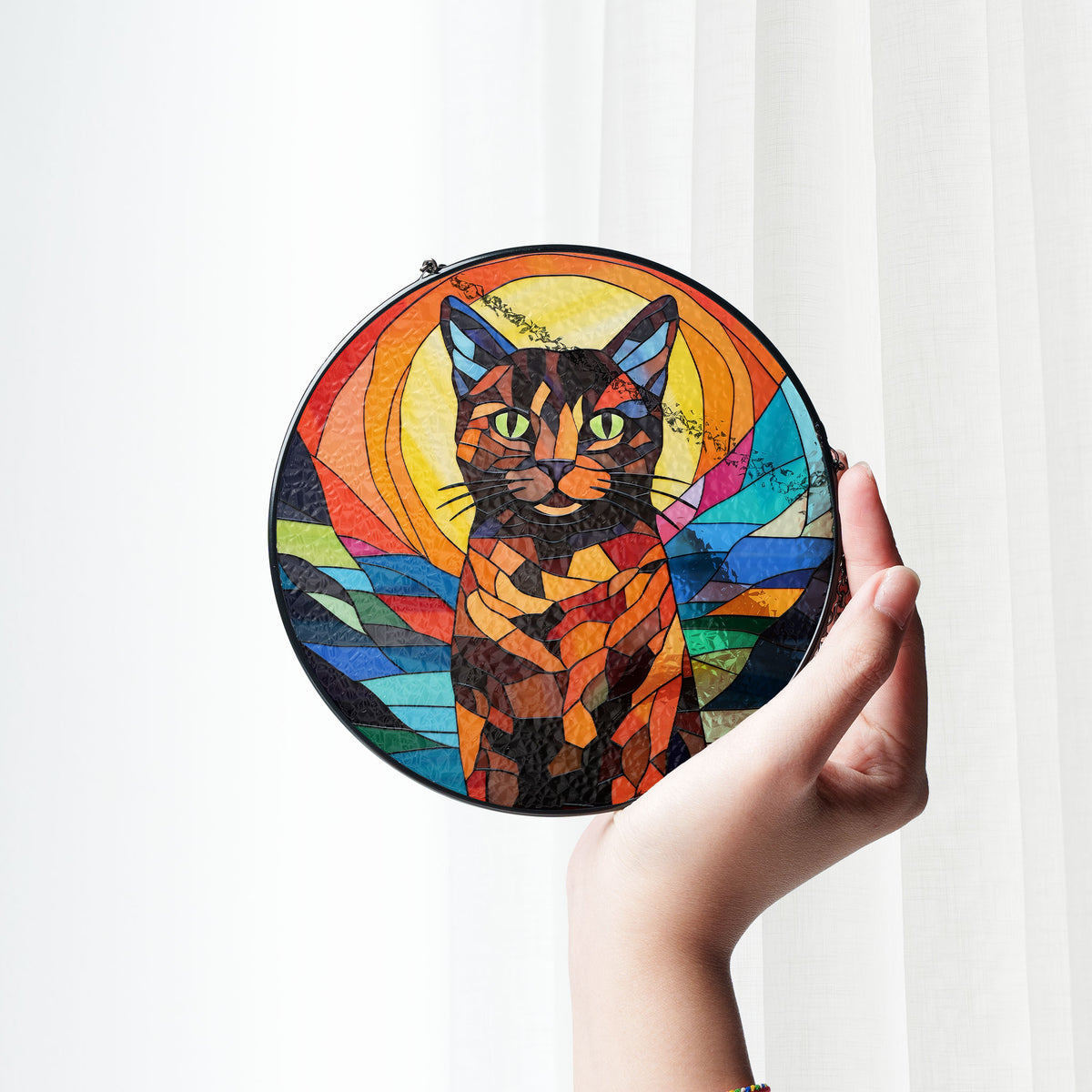 Midnight Observer Stained Glass Window Hanging Suncatcher