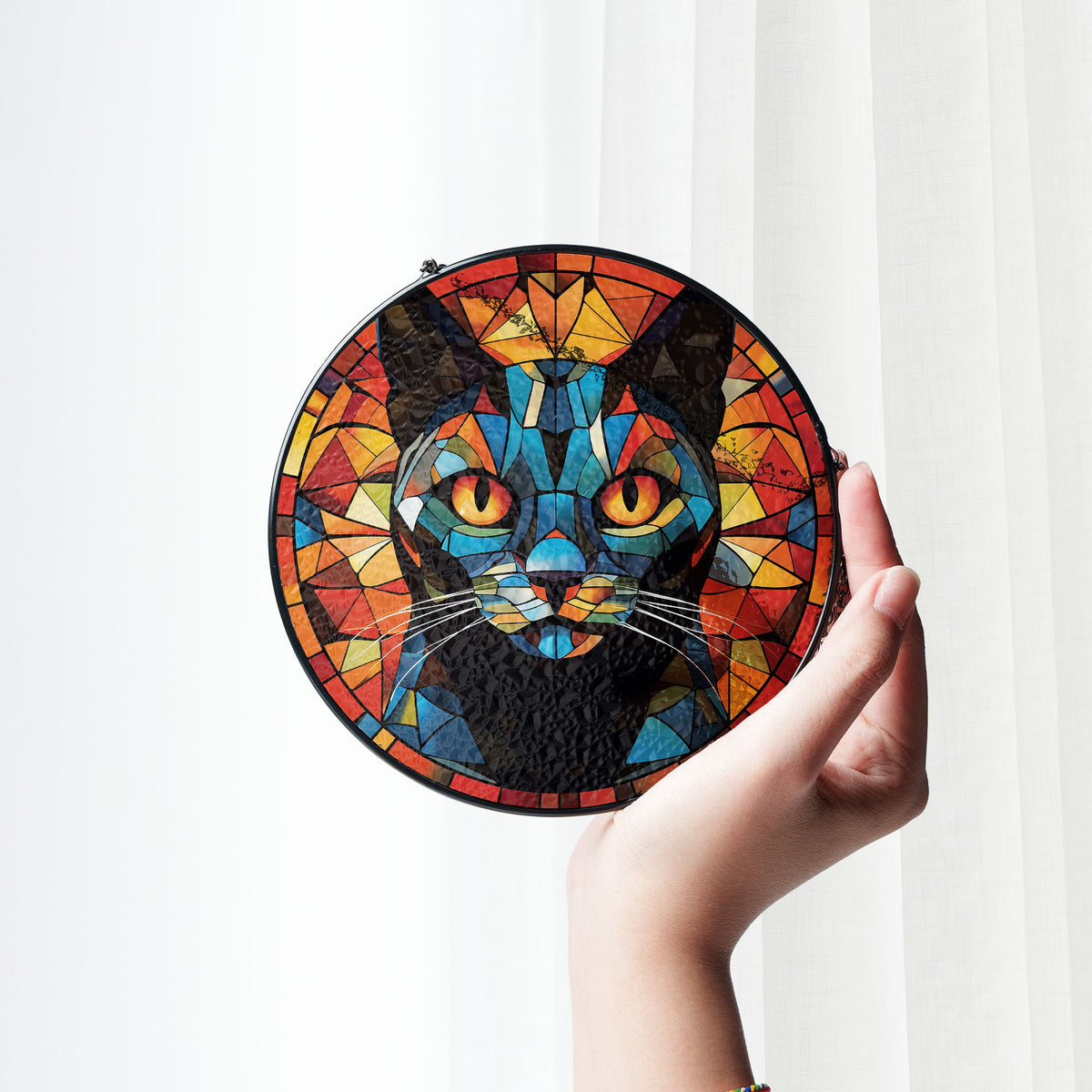 Autumn Flame Stained Glass Window Hanging Suncatcher