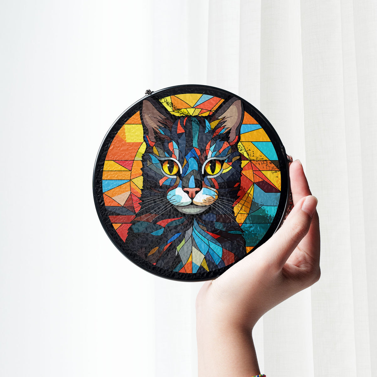 Radiant Paws Stained Glass Window Hanging Suncatcher