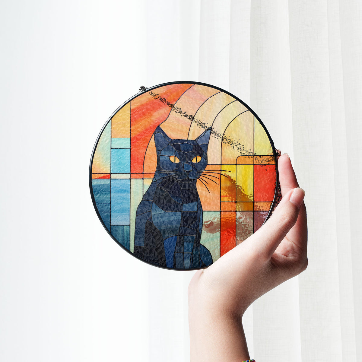 Solarflare Feline Stained Glass Window Hanging Suncatcher