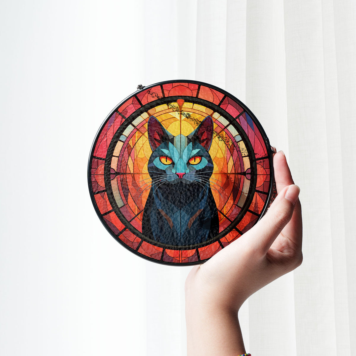 Starlit Prowler Stained Glass Window Hanging Suncatcher