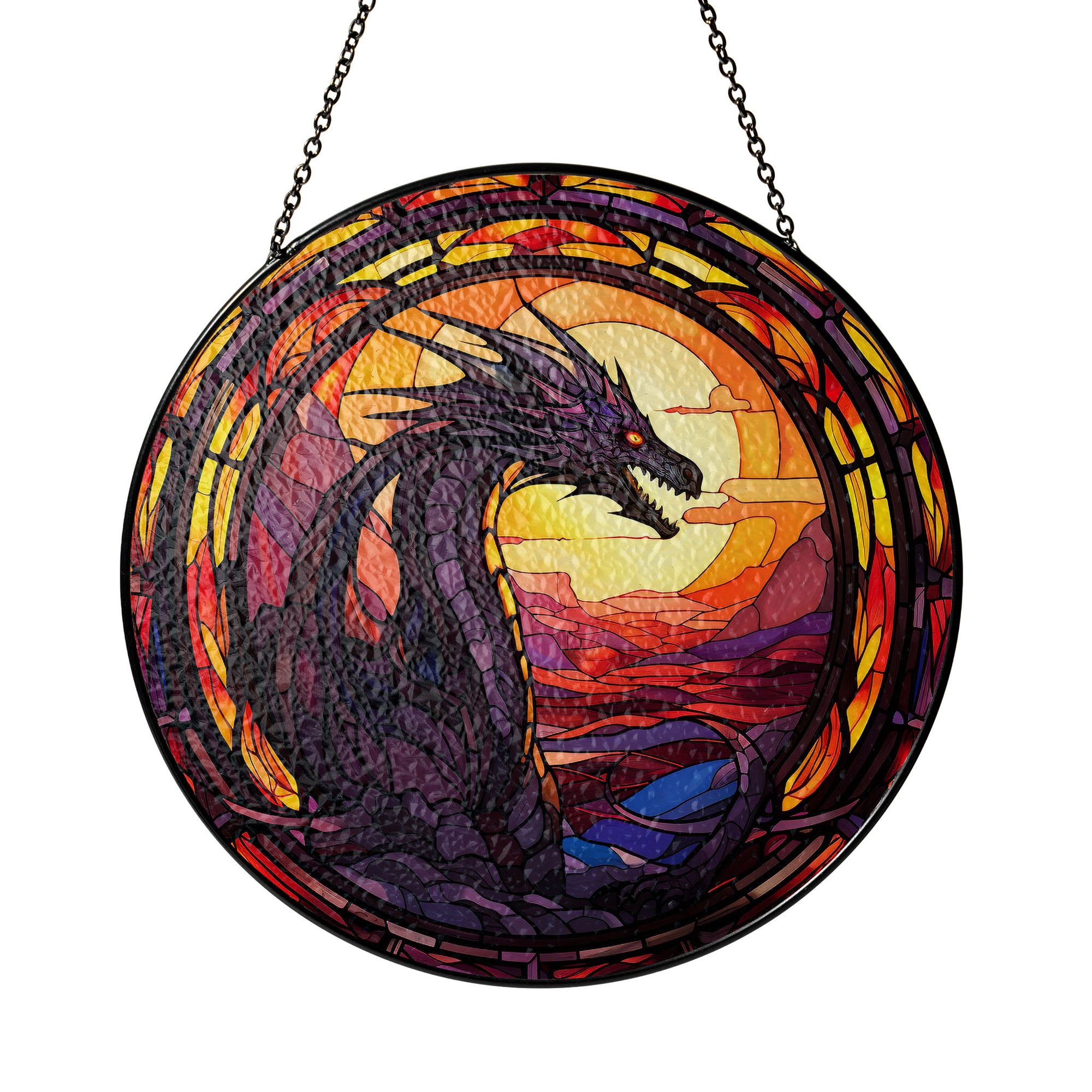 Radiant Sunfire Stained Glass Window Hanging Suncatcher