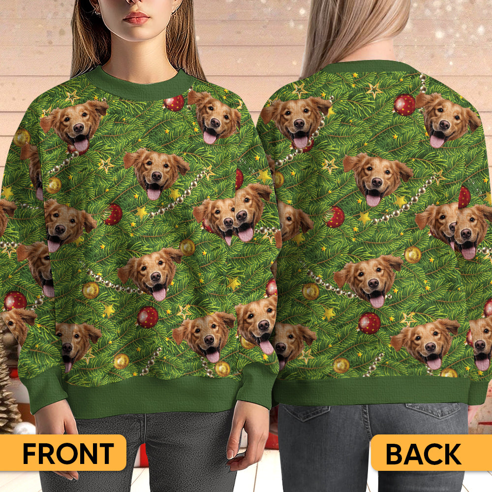 Custom Face Christmas Tree - Personalized Ugly Sweater