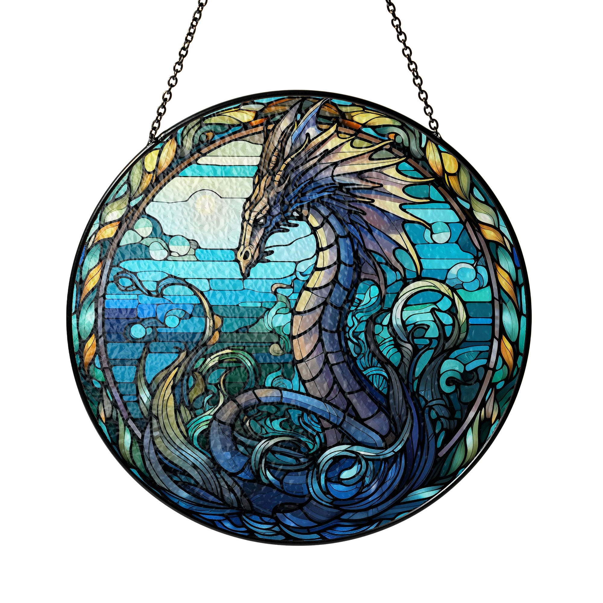 Fiery Sovereign Stained Glass Window Hanging Suncatcher