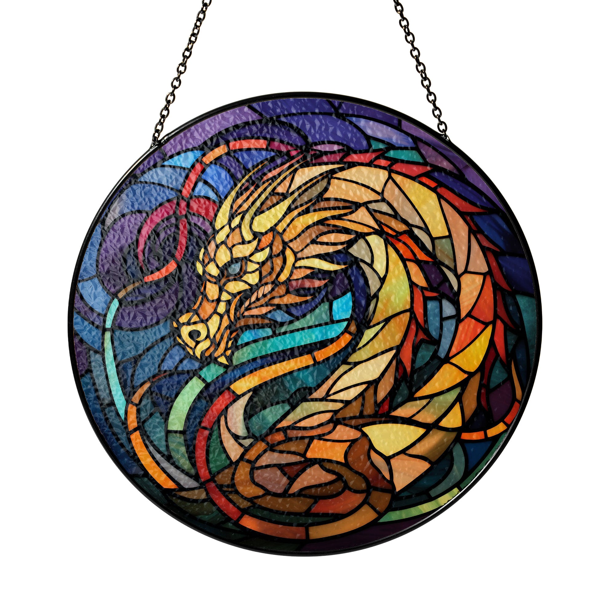 Azure Skyfire Stained Glass Window Hanging Suncatcher