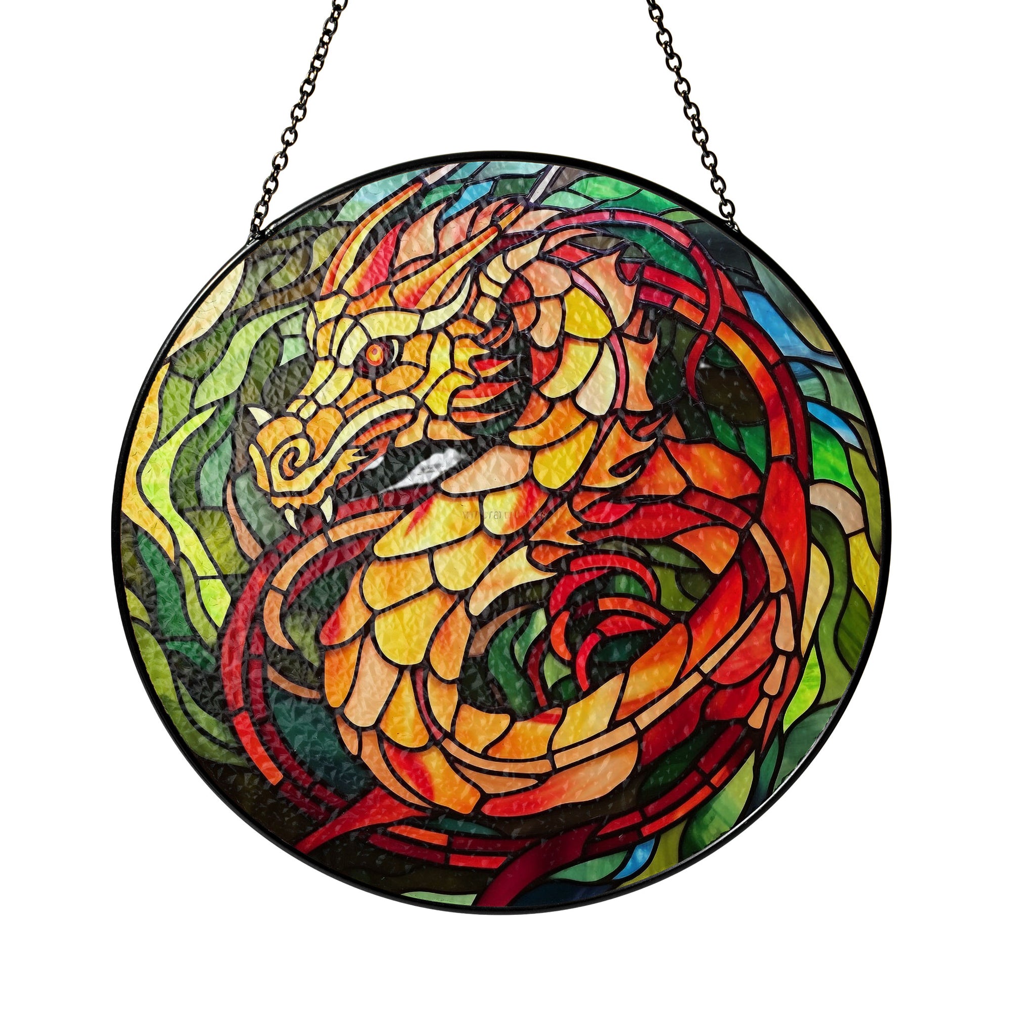 Solarflare Serpent Stained Glass Window Hanging Suncatcher