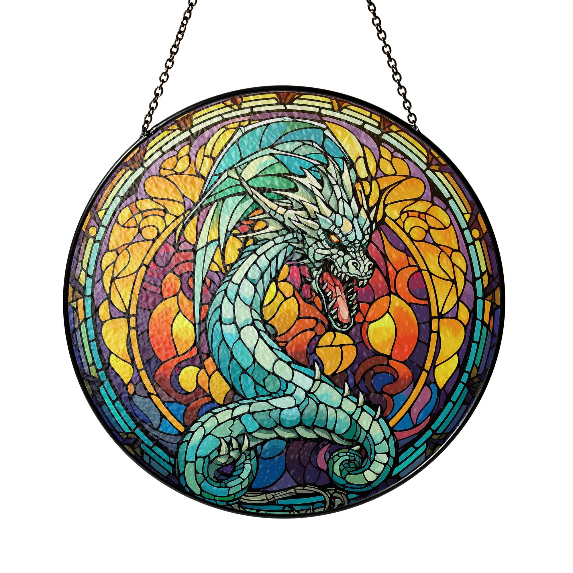 Shadowfang Drake Stained Glass Window Hanging Suncatcher