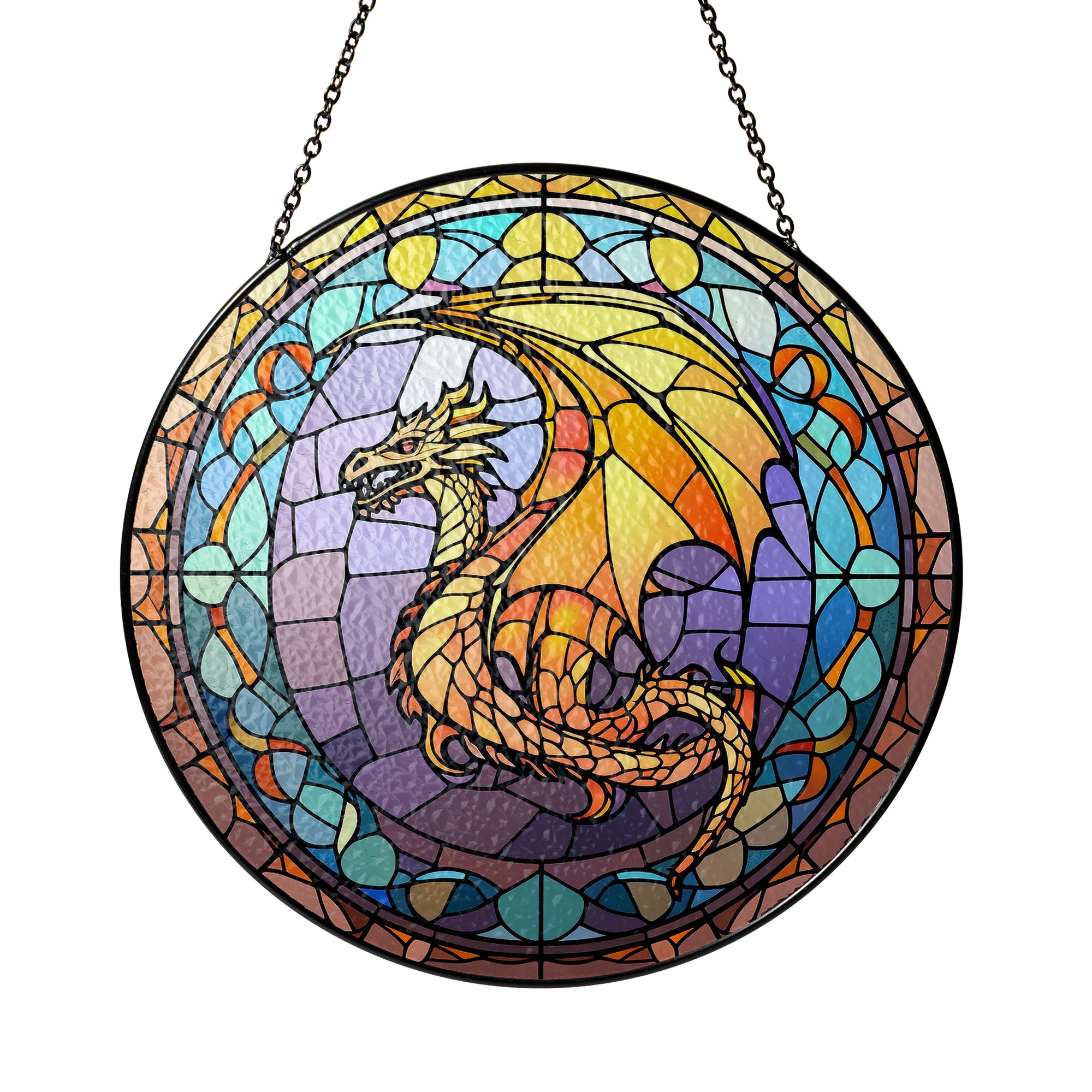 Dragon of Eternal Flame Stained Glass Window Hanging Suncatcher