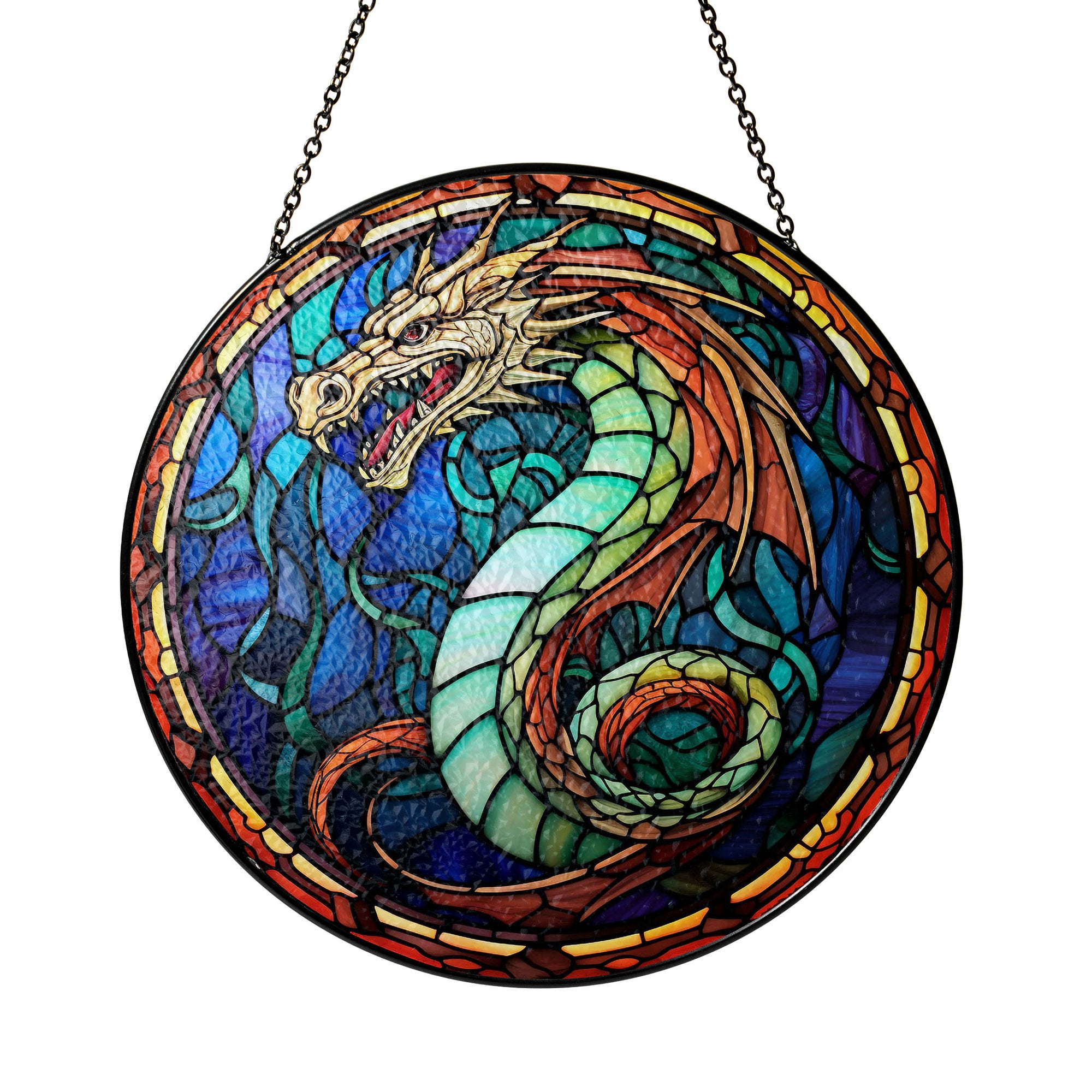 Stormscale Wyrm Stained Glass Window Hanging Suncatcher