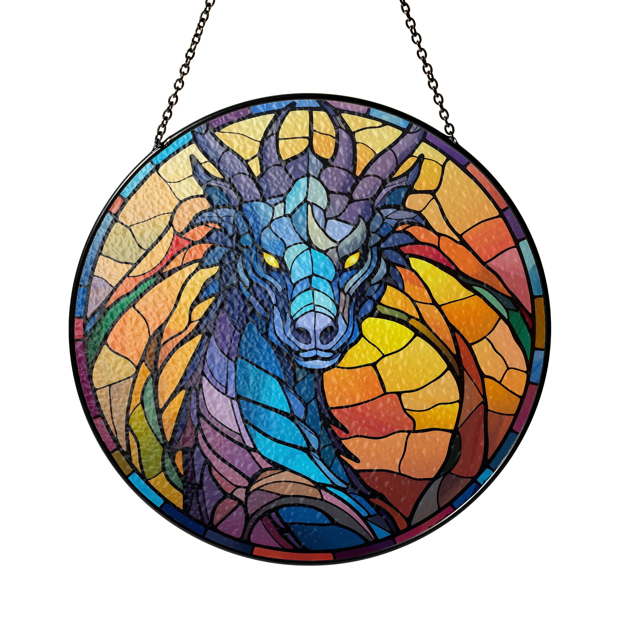 Crimson Inferno Stained Glass Window Hanging Suncatcher