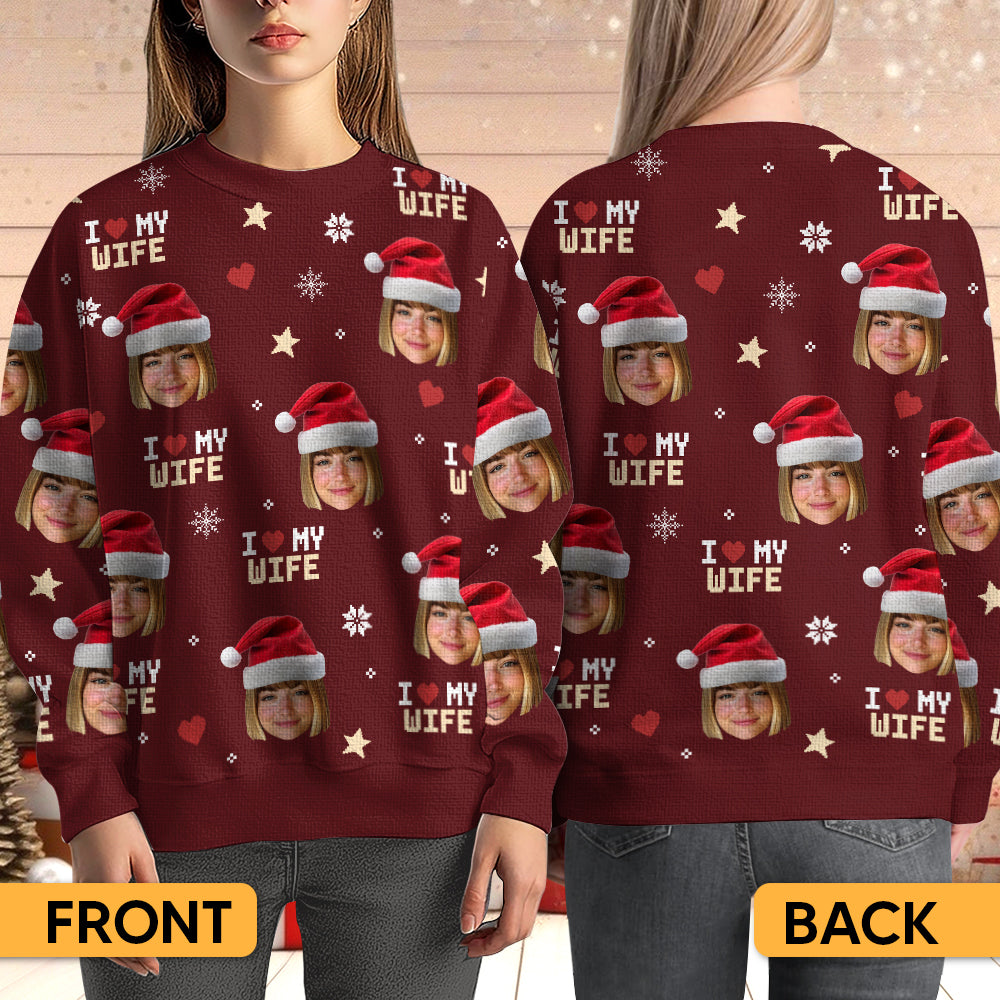 I Love My Wife/ Husband - Personalized Ugly Sweater