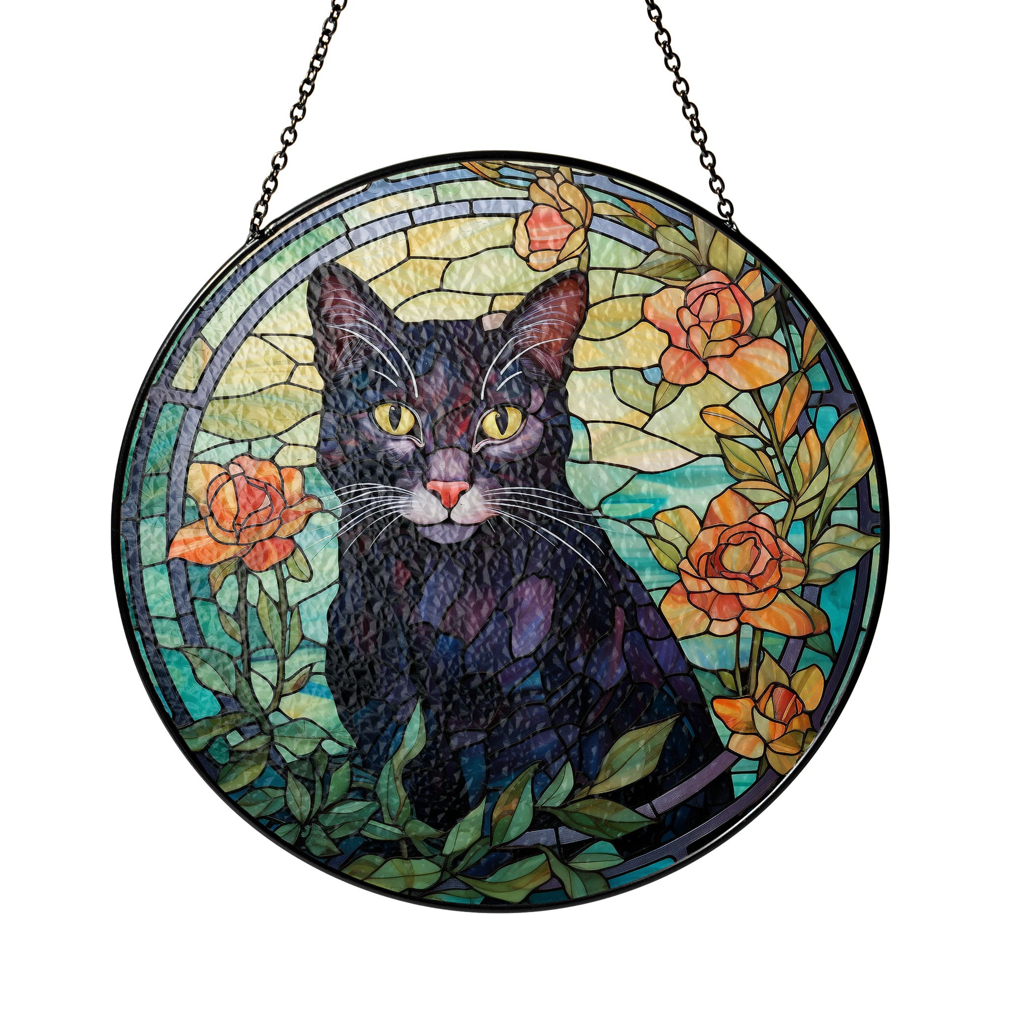 Twilight Whiskers Stained Glass Window Hanging Suncatcher