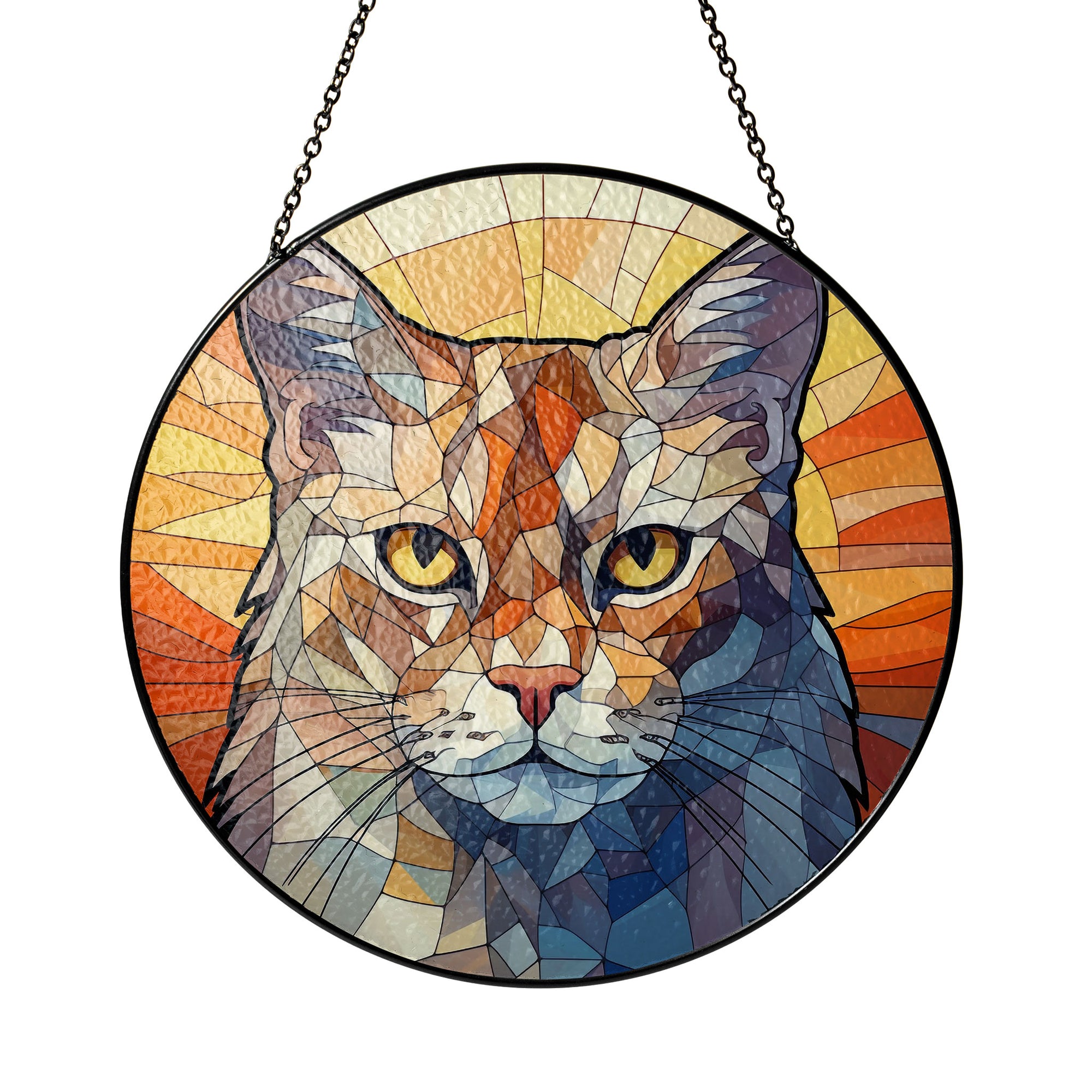 Golden Eyes of Dawn Stained Glass Window Hanging Suncatcher