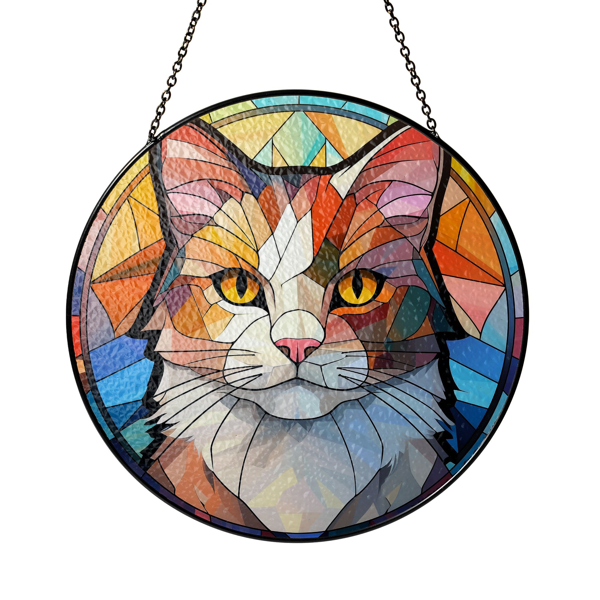 Celestial Cat Stained Glass Window Hanging Suncatcher