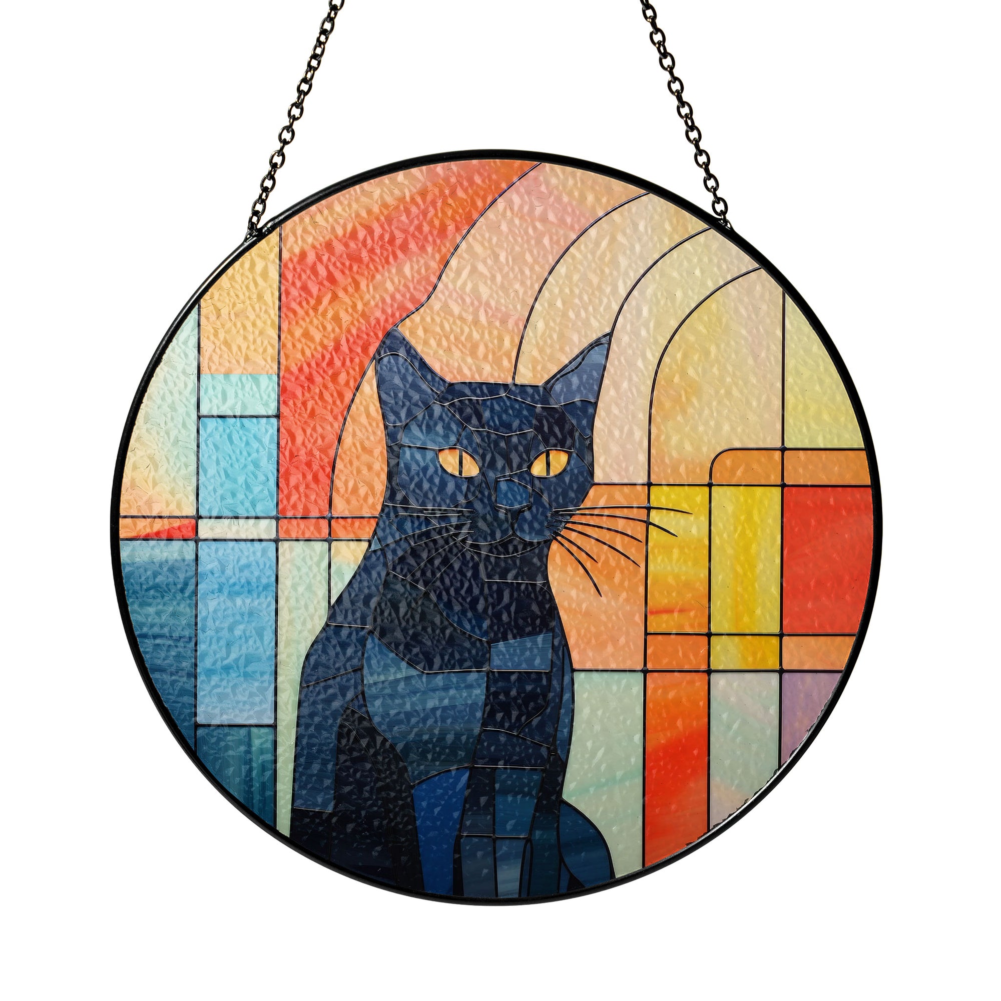 Solarflare Feline Stained Glass Window Hanging Suncatcher