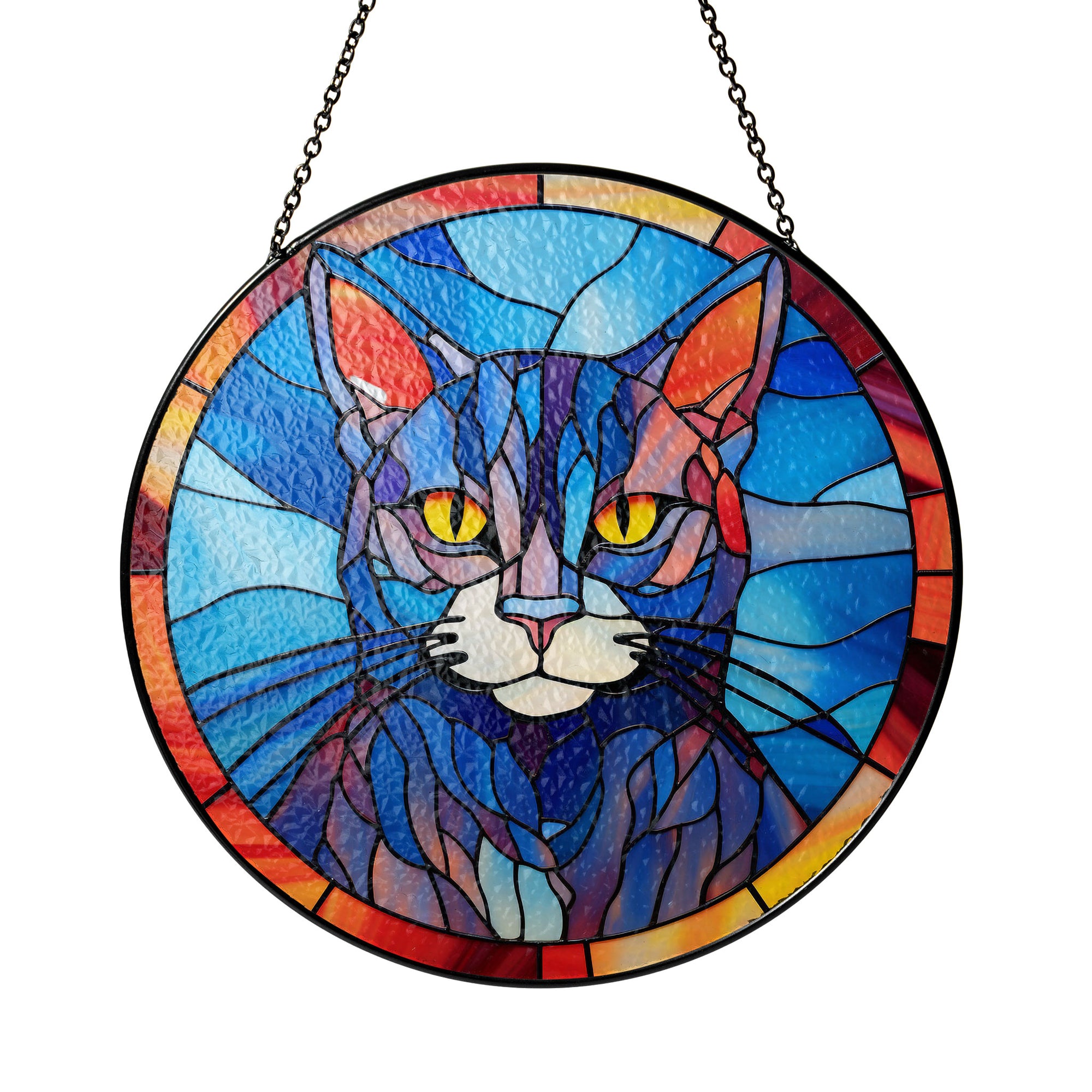 Obsidian Guardian Stained Glass Window Hanging Suncatcher